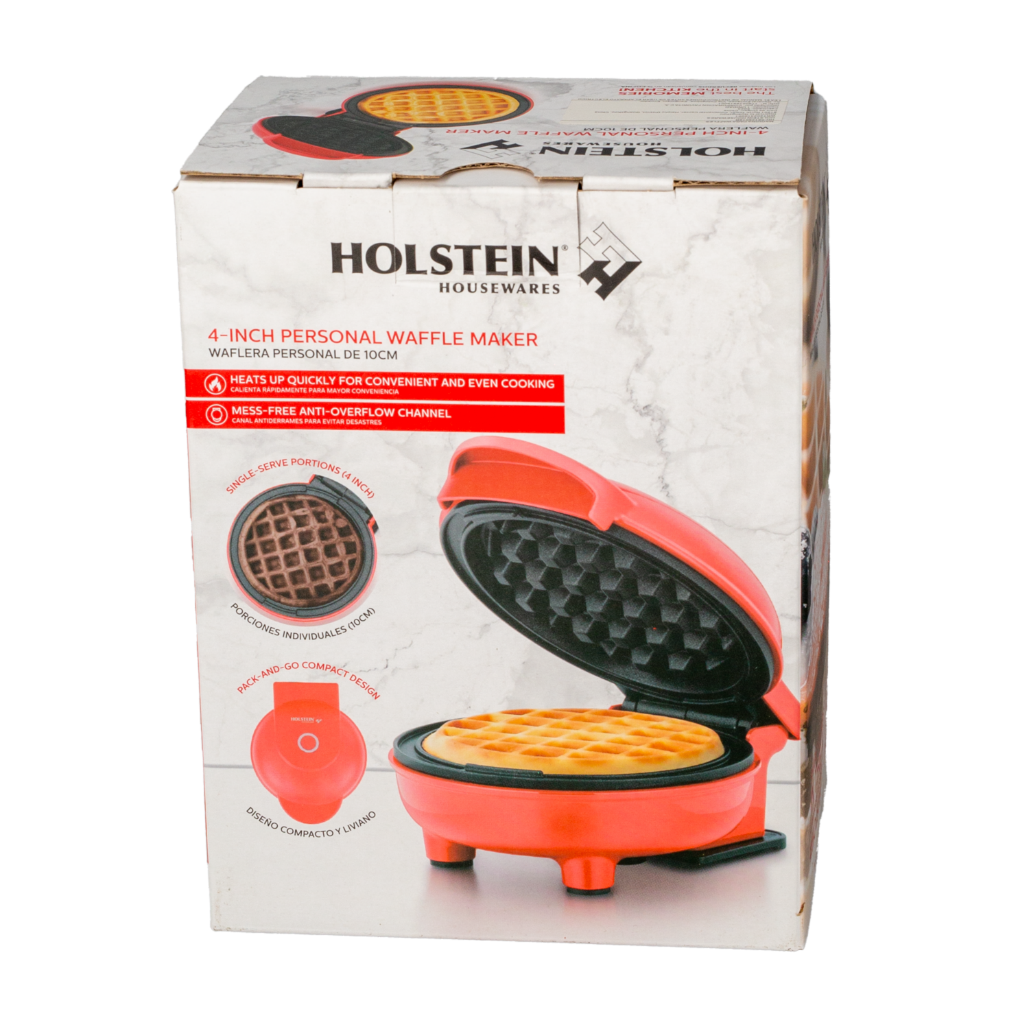 Waflera Electrica Personal Color Rojo De 10 Cm Modelo:HH-09125016R HOLSTEIN 350 Watts