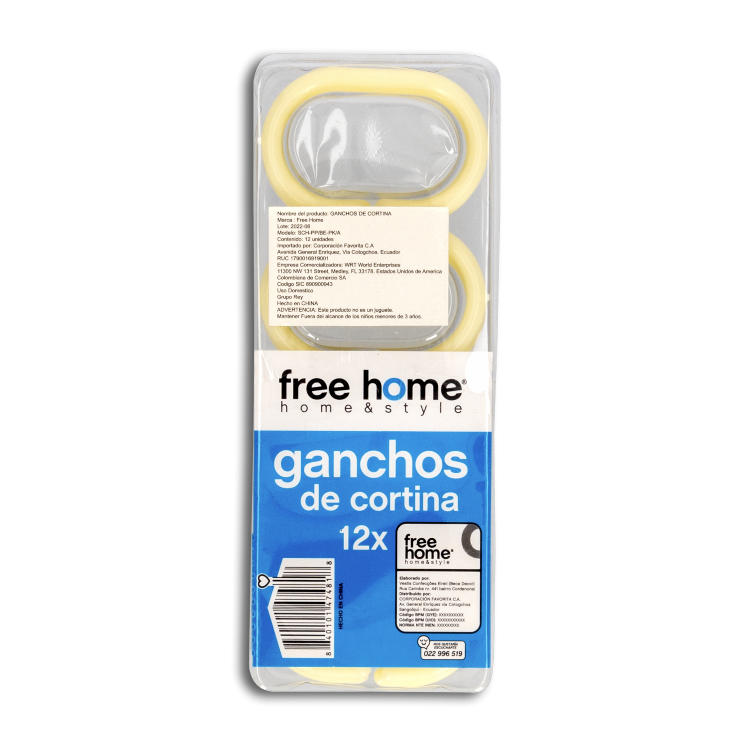 Ganchos Para Cortina Beige FREE HOME X 12 Uds