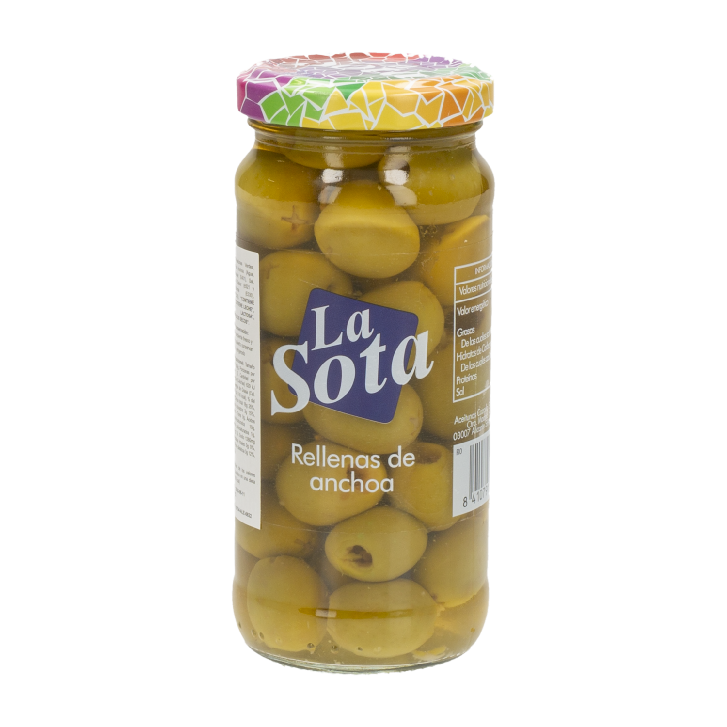 Aceitunas Verdes Rellenas Anchoas LA SOTA 220 G