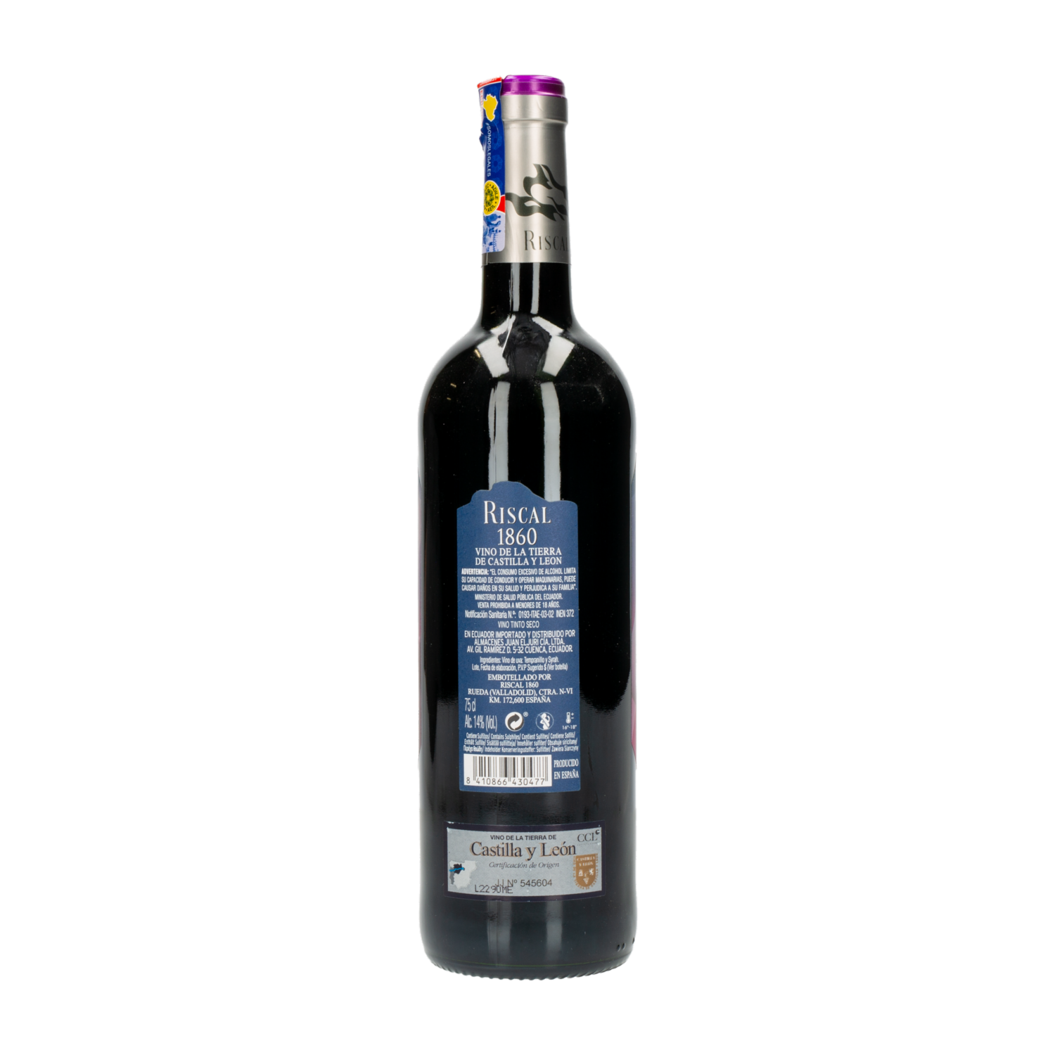 Vino Español Tempranillo Rioja RISCAL 750 Ml