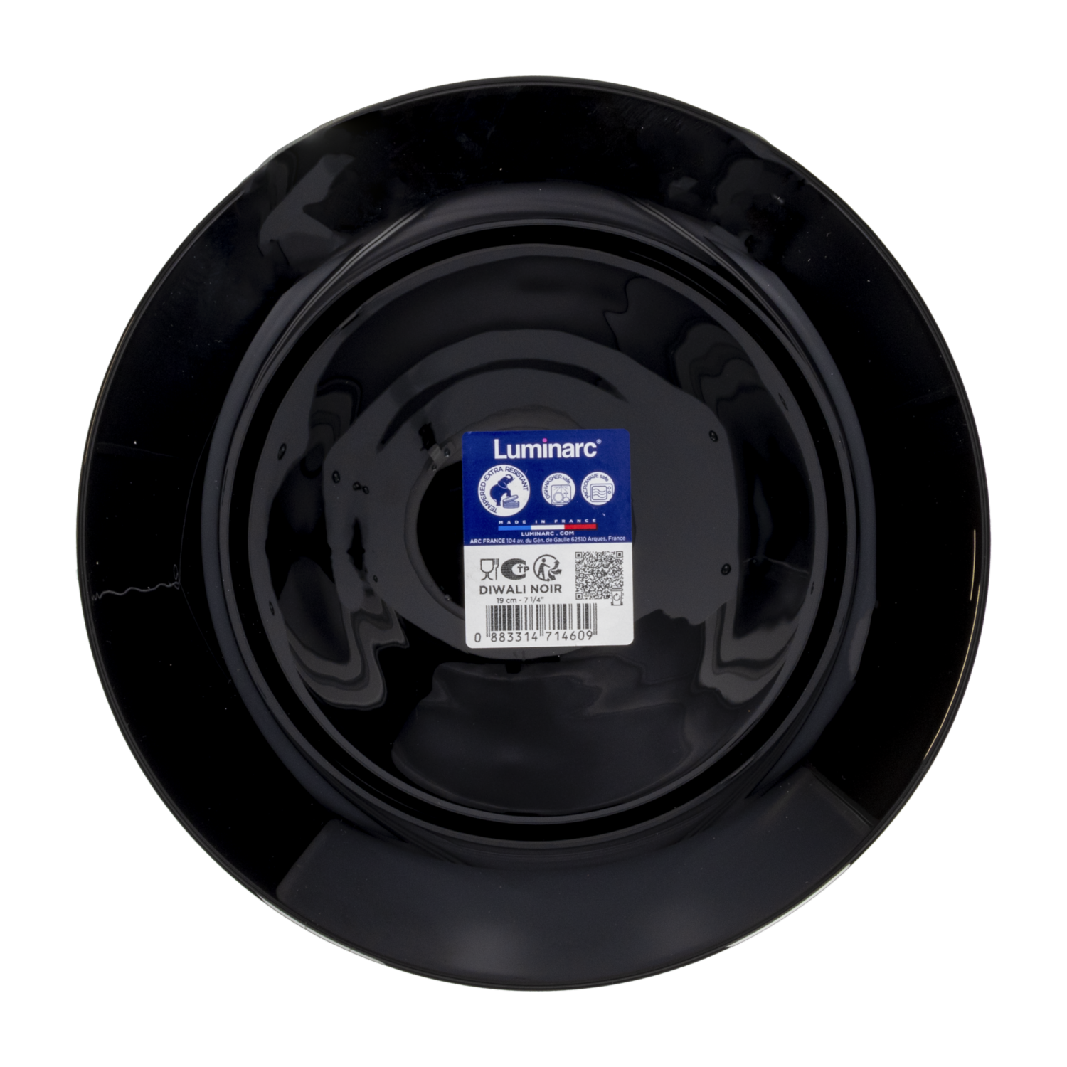 Plato Postre Diwali Negro LUMINARC 19 Cm