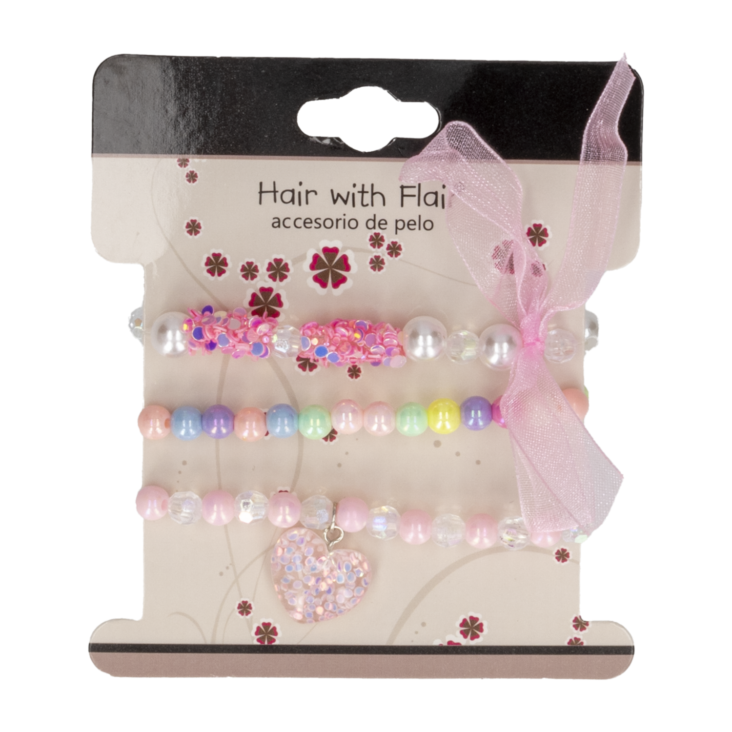 Pulseras De Niñas Con Corazón HAIR WITH FLAIR X3 Uds