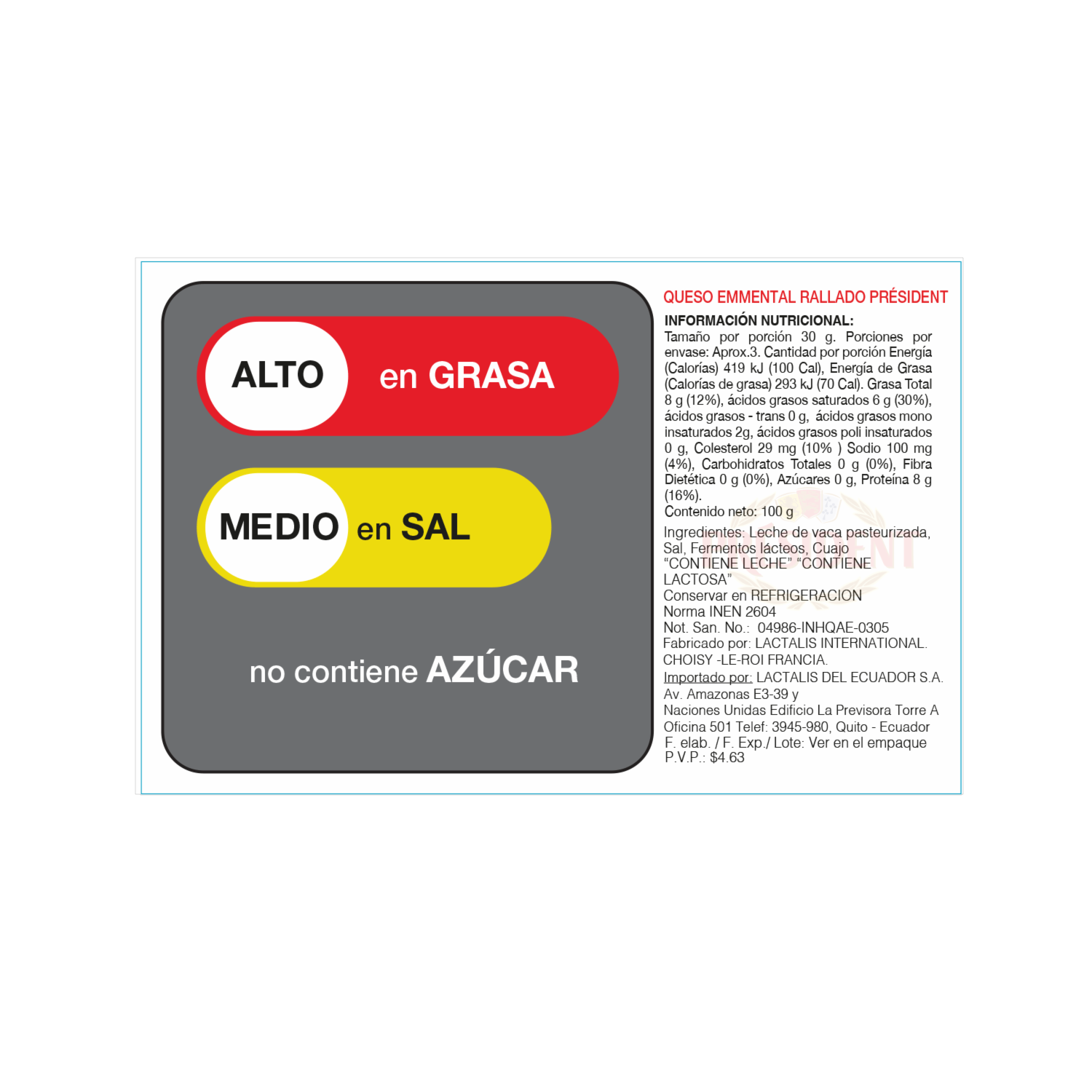 Queso Emmental Rallado PRÉSIDENT 100 G
