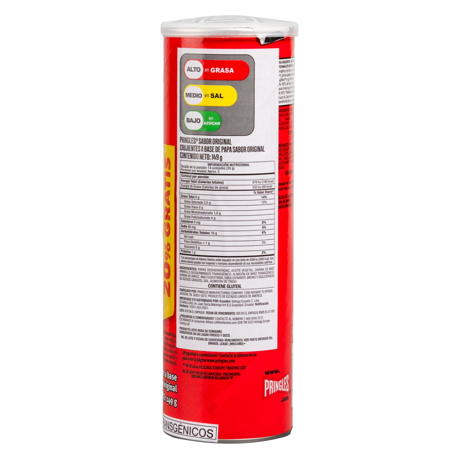 Papas Fritas Sabor Original PRINGLES 149 g