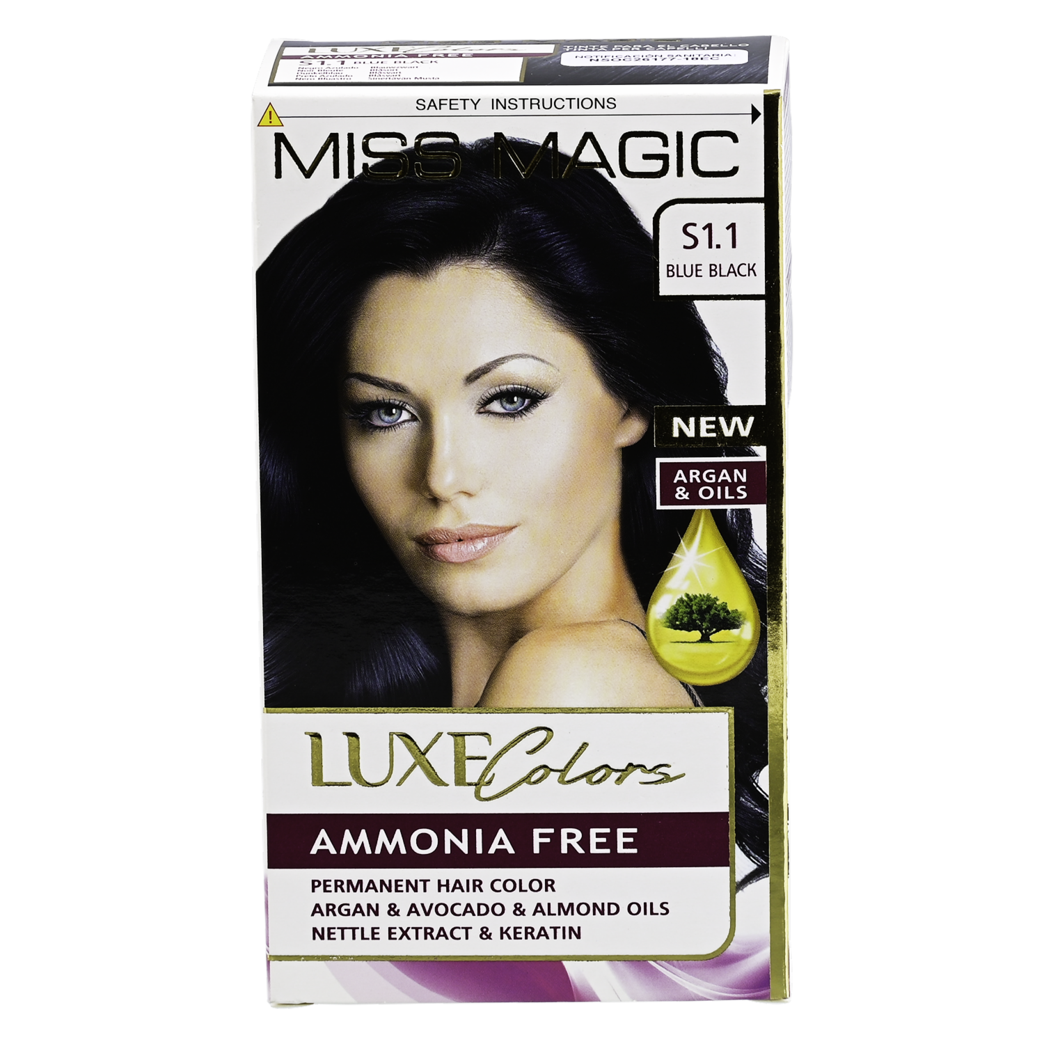 Tinte De Cabello Sin Amoniaco Negro Azulado 1.1 MISS MAGIC Negro Azulado 1.1