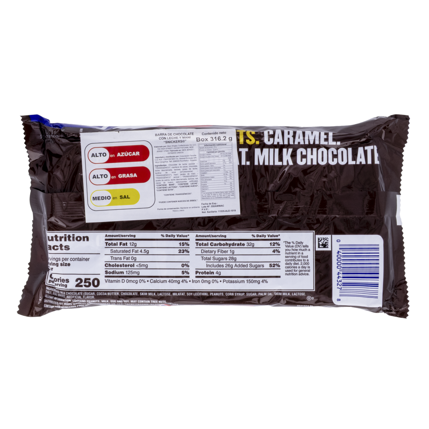 Chocolate En Barra SNICKERS 316.20 G