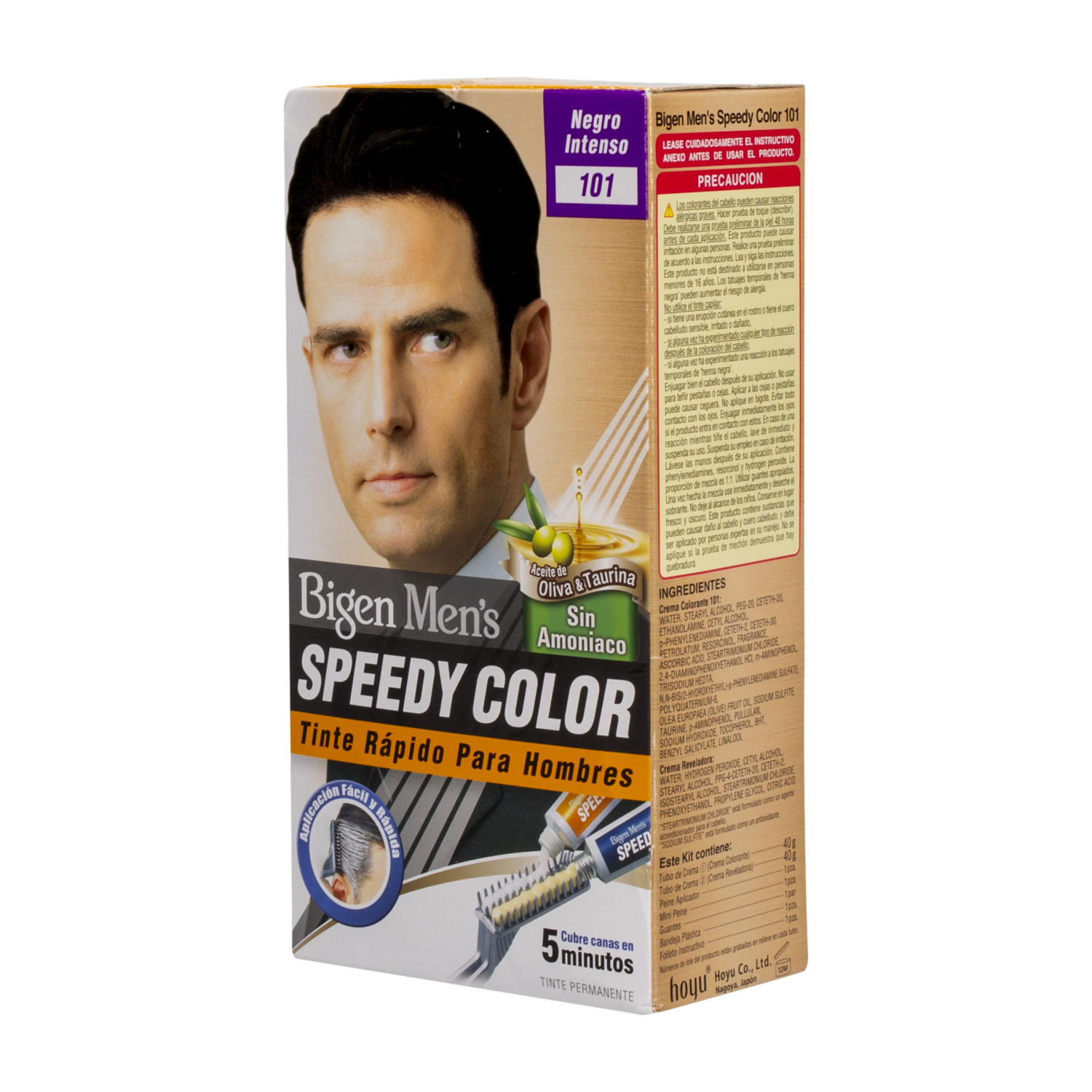 Tinte De Cabello En Crema Sin Amoníaco N° 101 Negro Intenso BIGEN MEN’S 1 Kit + Peine
