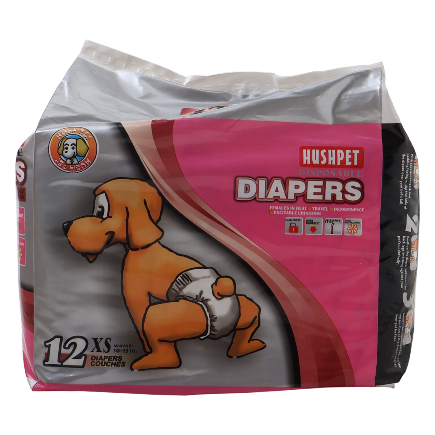 Pañal De Mascotas Básico HUSHPET X 12 Uds