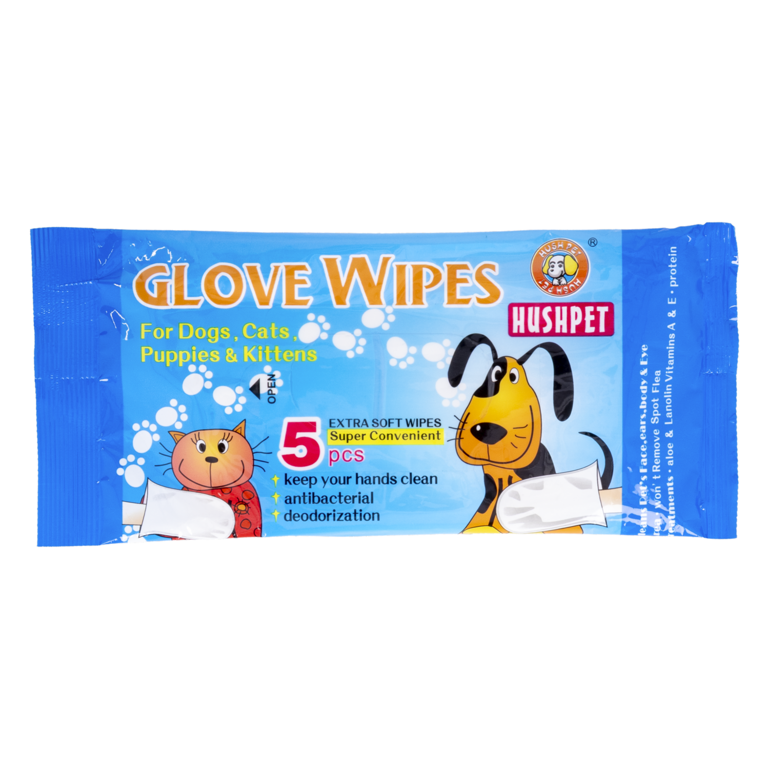 Guantes Húmedos Para Mascotas HUSHPET X5 Uds
