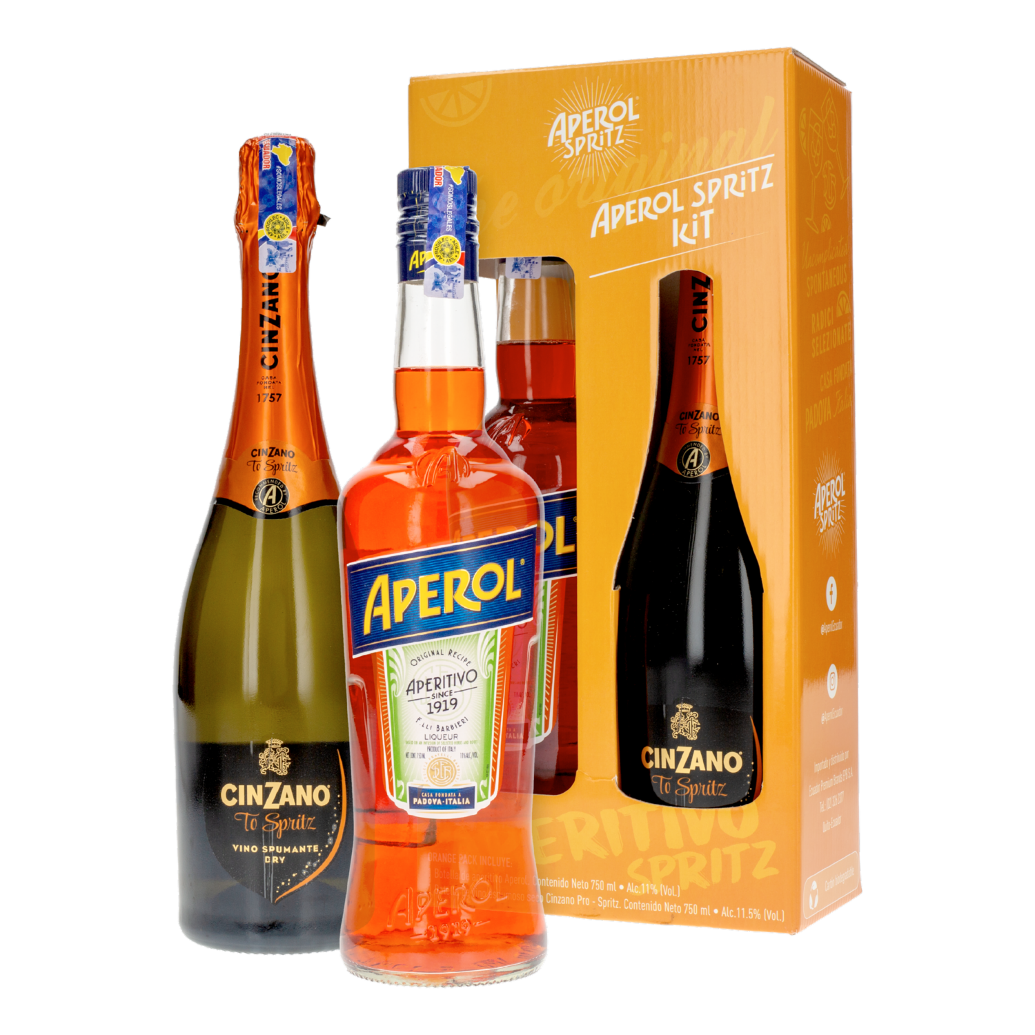 Spritz + Cinzano APEROL Pack 2 X 750 Ml