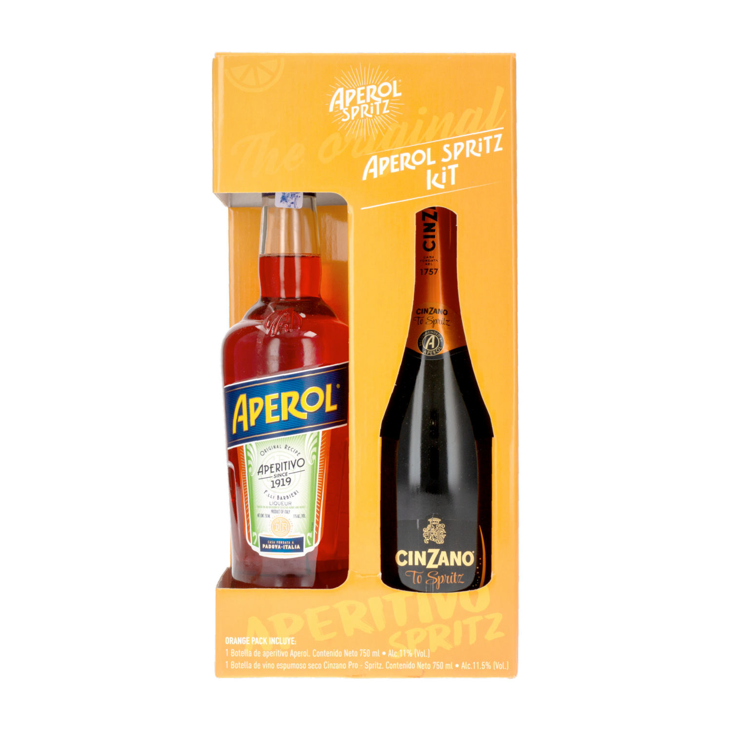 Spritz + Cinzano APEROL Pack 2 X 750 Ml