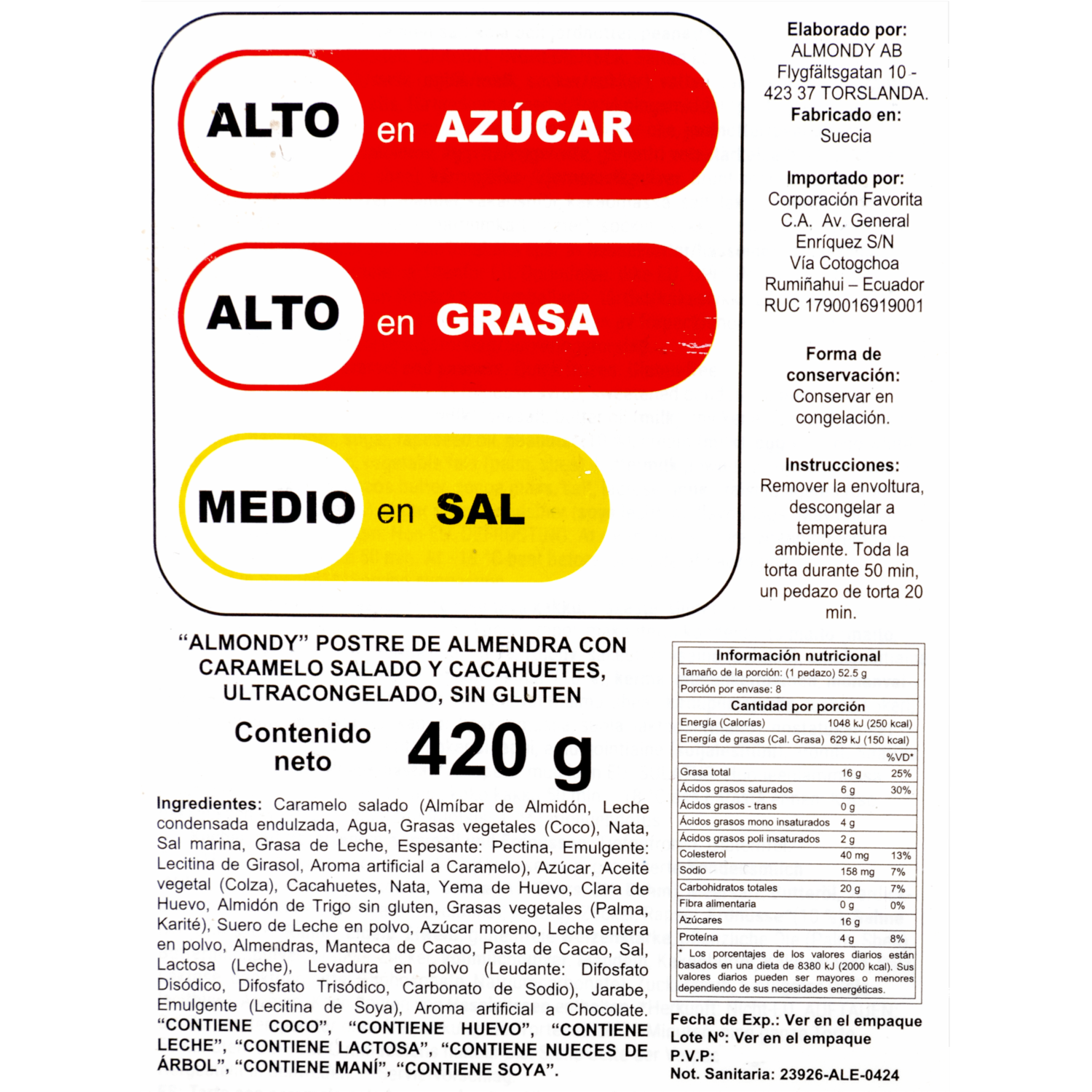 Postre De Almendra Con Caramelo Salado ALMONDY 420 G