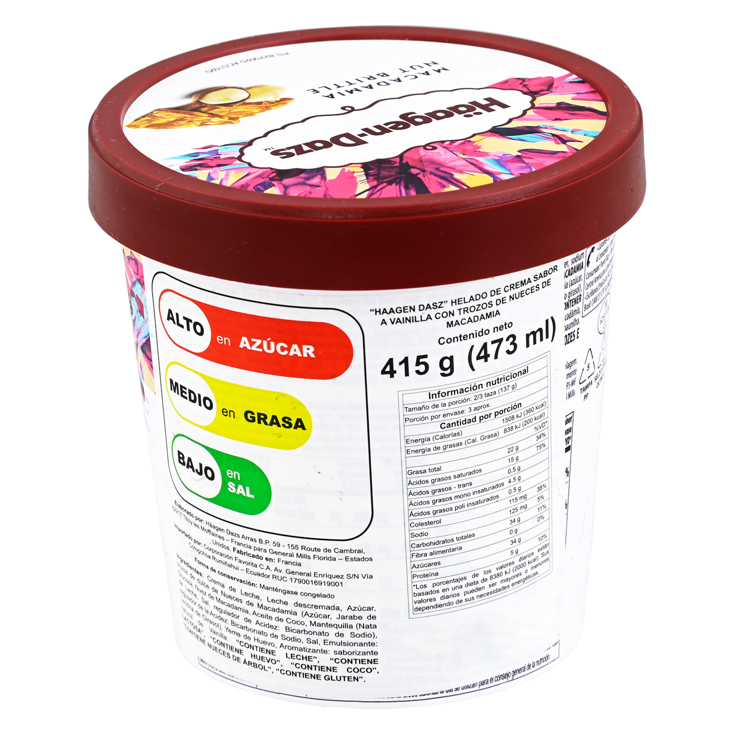 Helado Sabor A Vainilla Con Macadamia HÄAGEN-DAZS 473 ml