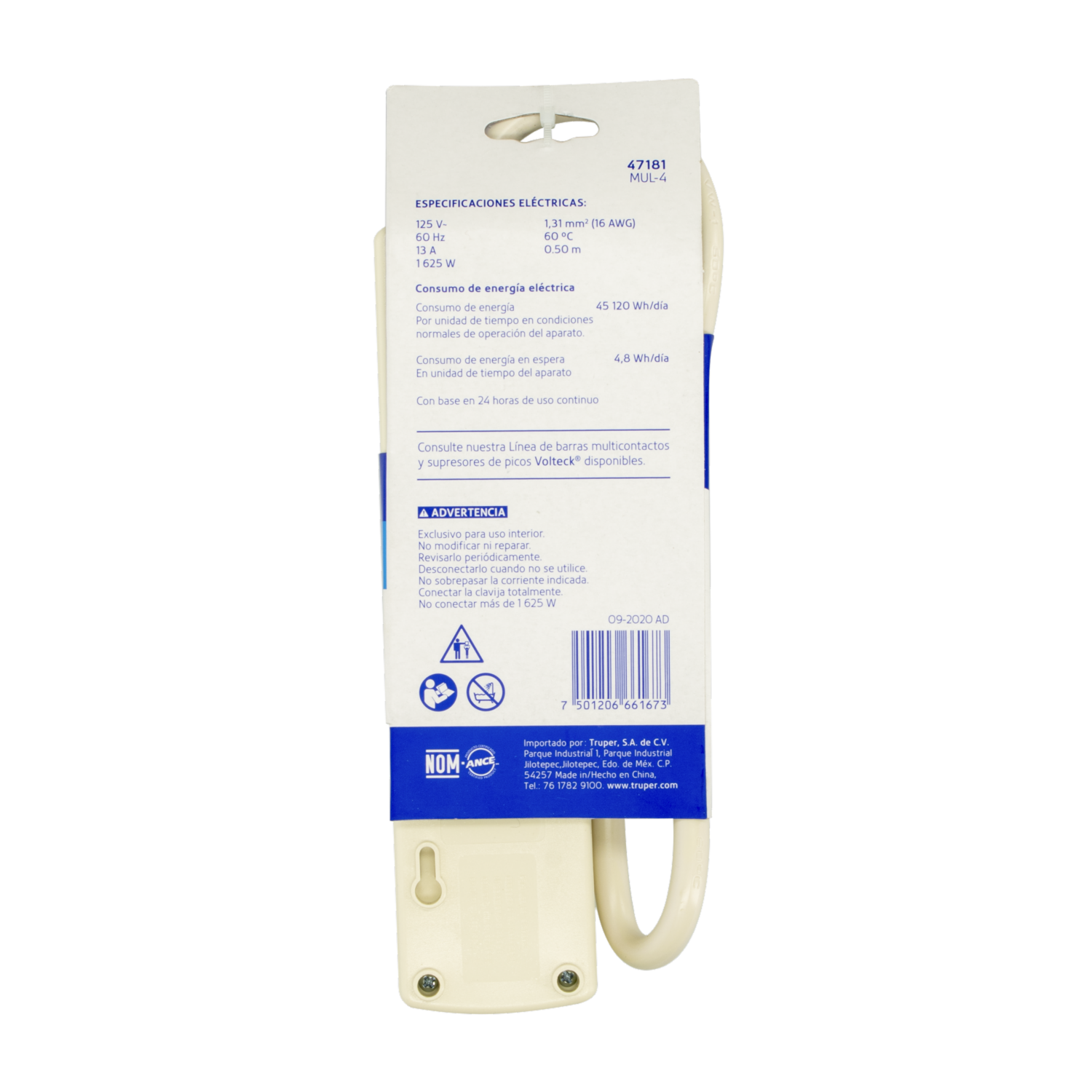 Regleta De 4 Tomas VOLTECK Unidad