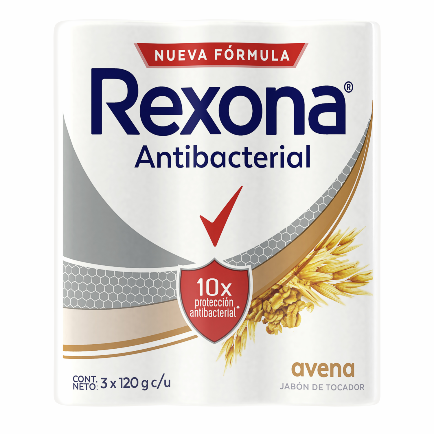 Jabón En Barra Antibacterial Avena REXONA 3 X 120 G