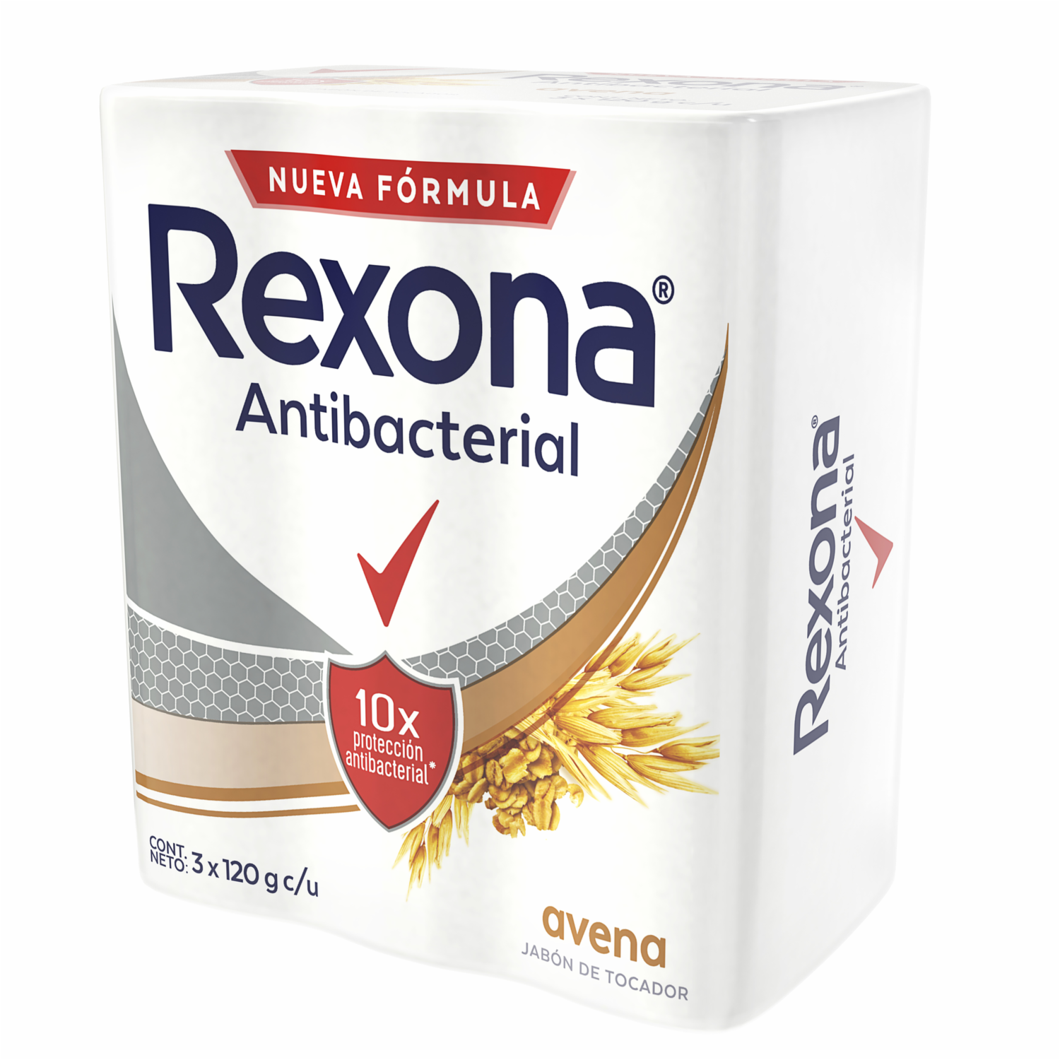 Jabón En Barra Antibacterial Avena REXONA 3 X 120 G
