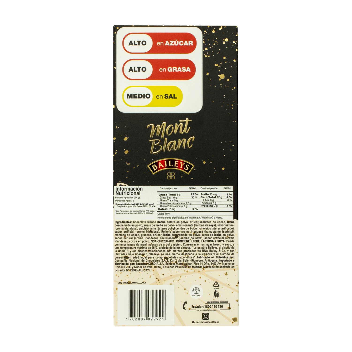 Chocolate Blanco Con Sabor A Crema Irlandesa MONTBLANC 40 G
