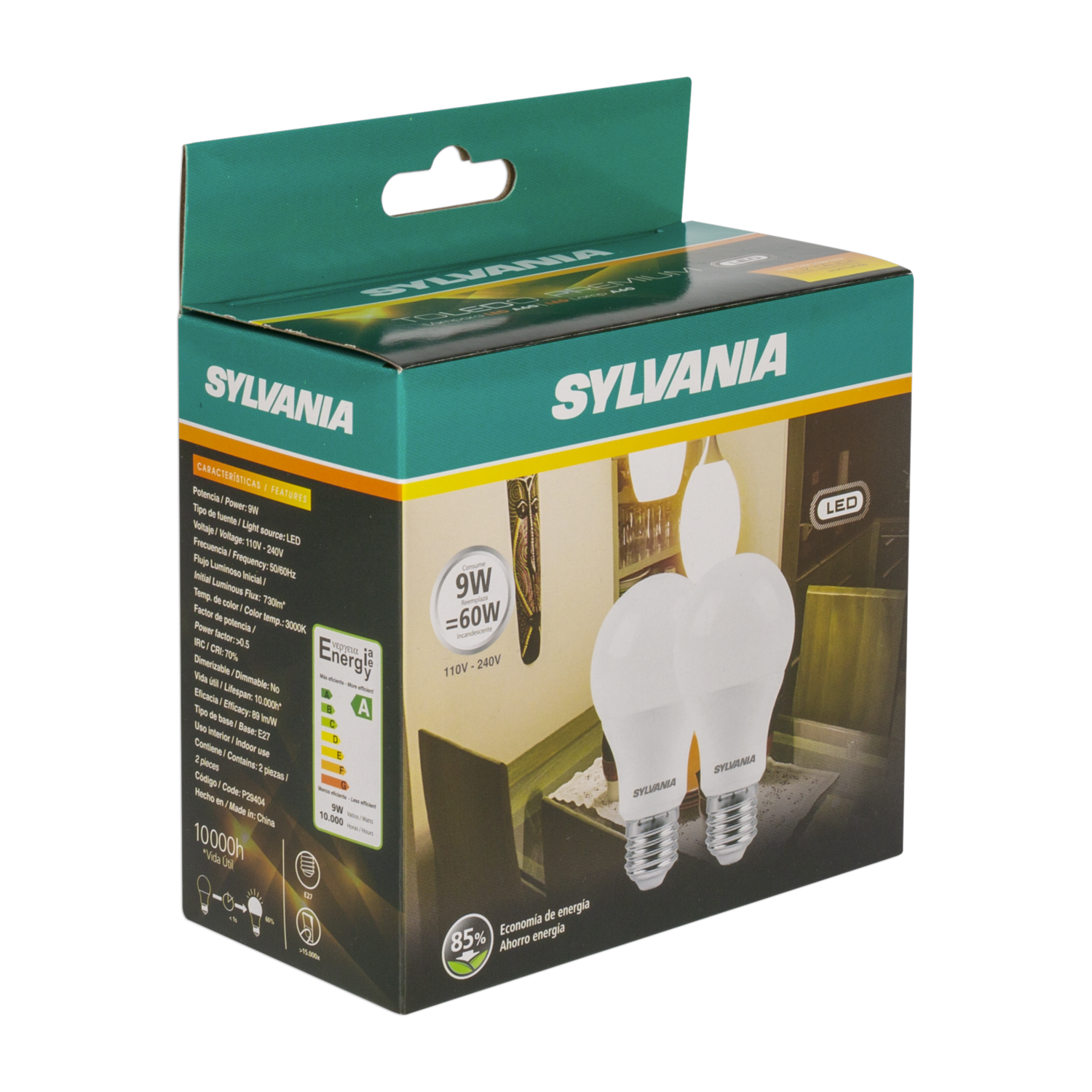 Foco De 9Wx 2 Luz Calida SYLVANIA Unidad