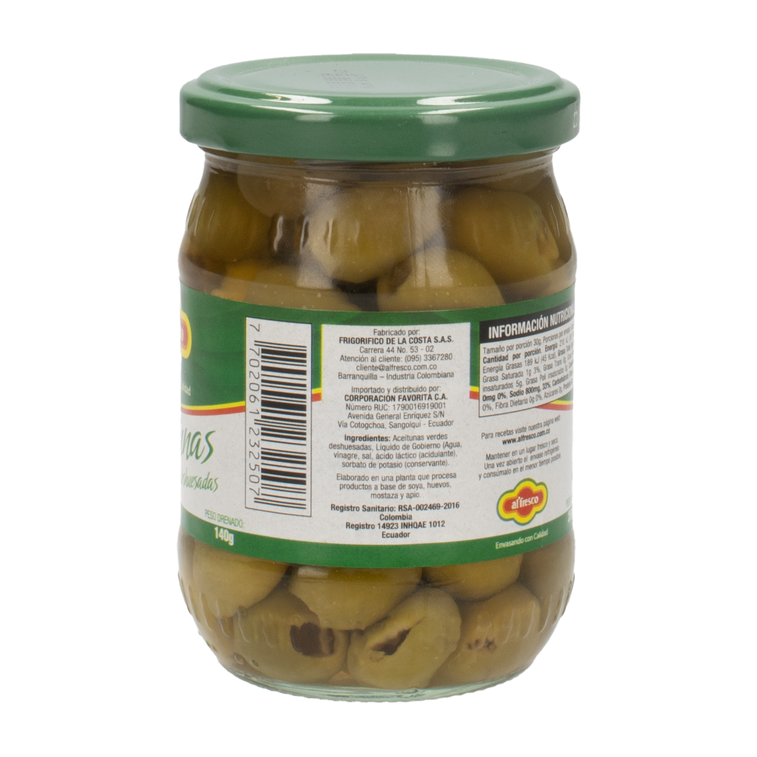 Aceitunas Verdes Deshuesadas AL’FRESCO 250 g