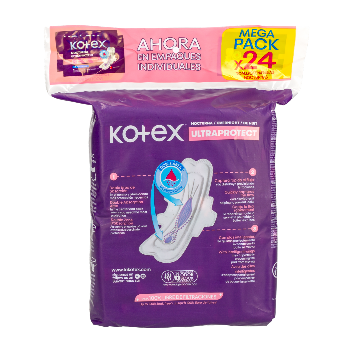 Toallas Femeninas Nocturna Ultra Protect KONZIL X 24 Uds
