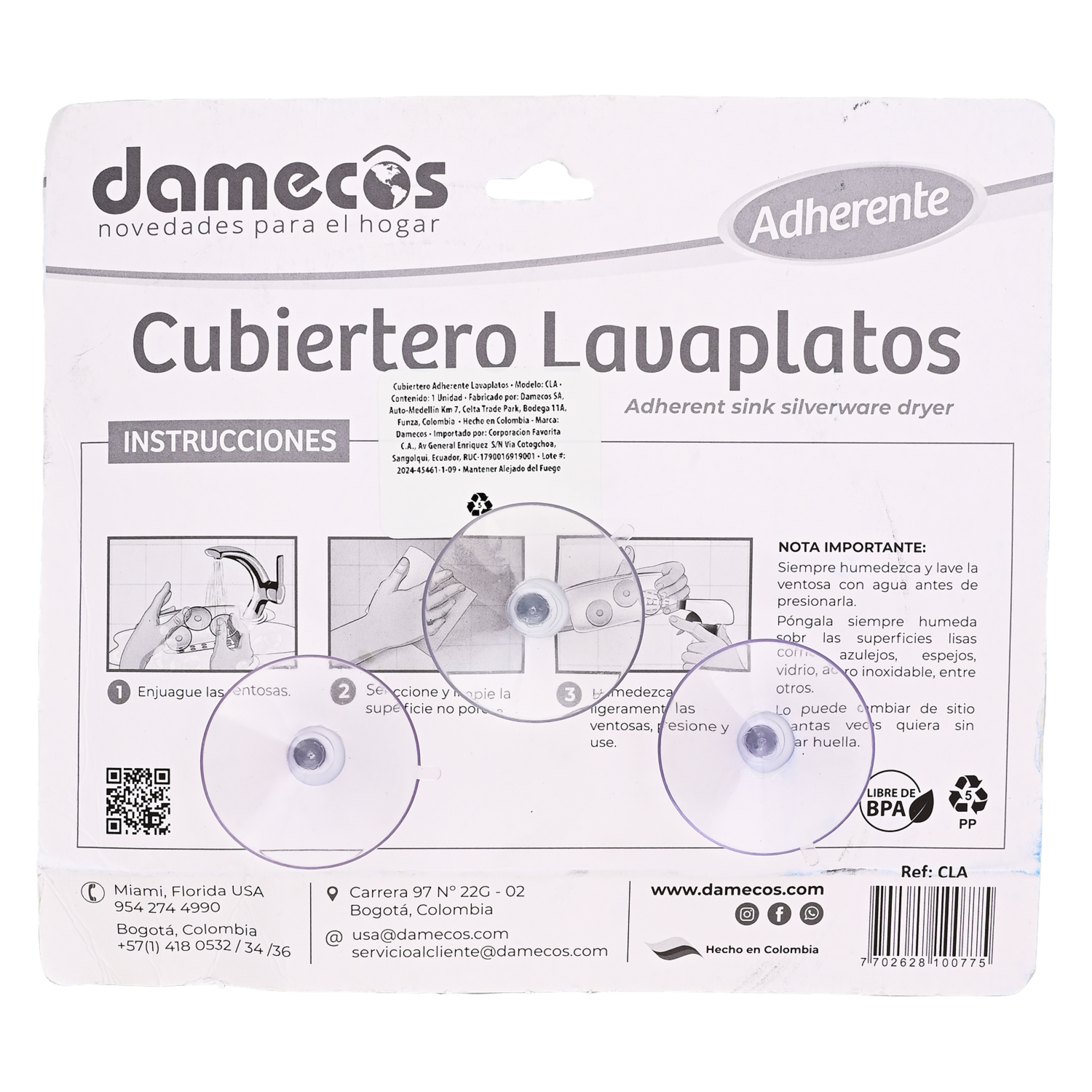 Cubiertero Lavaplatos Adherente DAMECOS Unidad