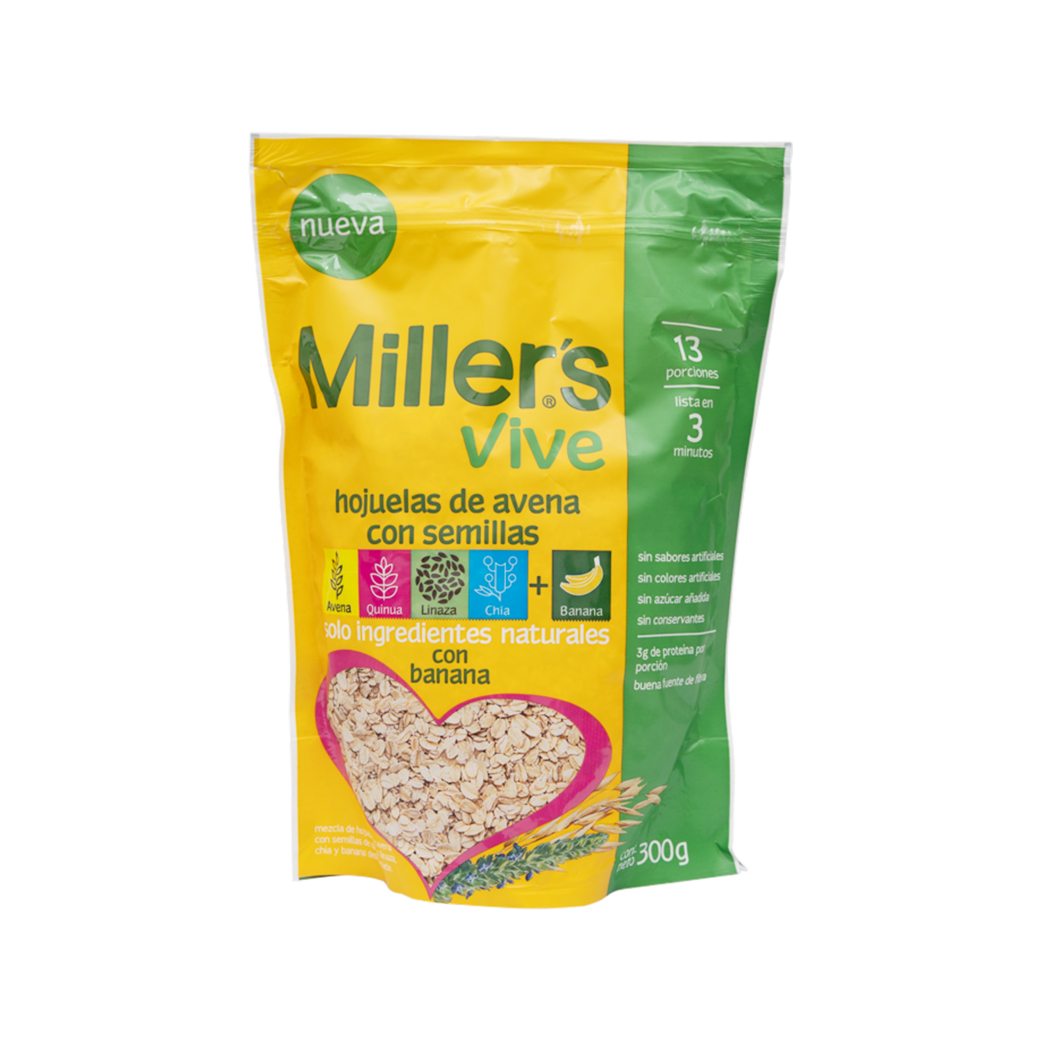 Avena En Hojuelas Con Semillas Y Banana MILLER’S 300 G