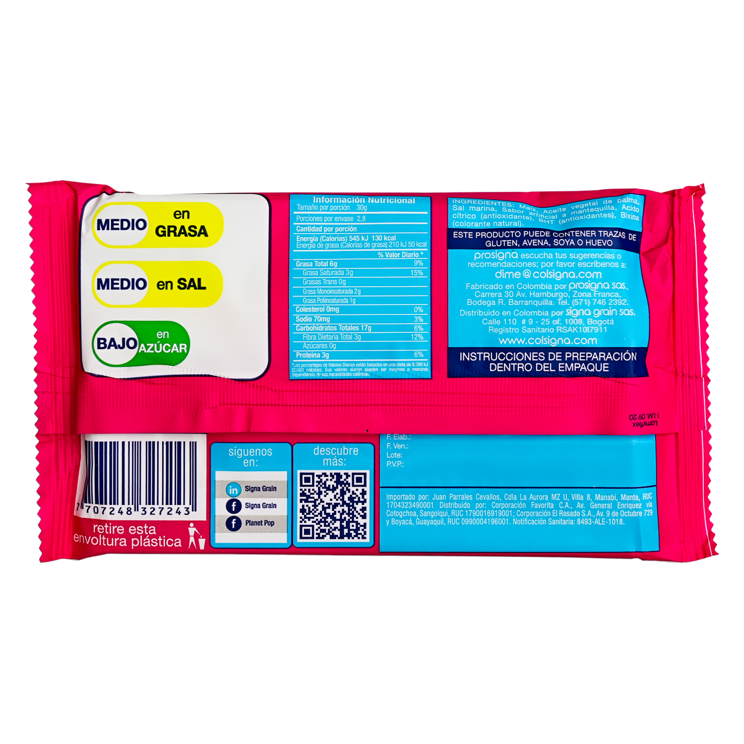 Palomitas De Maíz Sabor Sal Marina PLANET POP 85 G