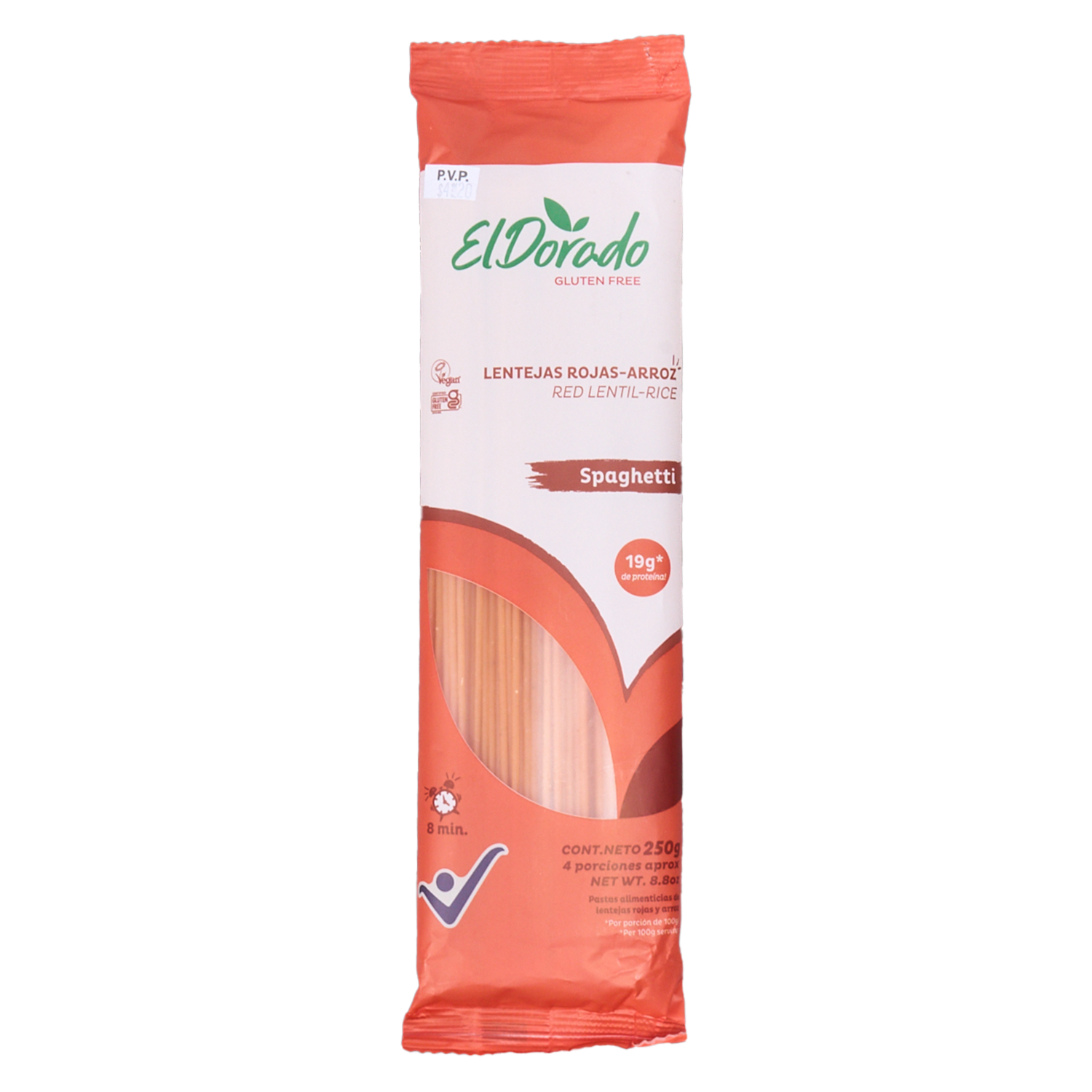 Pasta Spaghetti De Lenteja Roja Y Arroz Sg EL DORADO 250  G