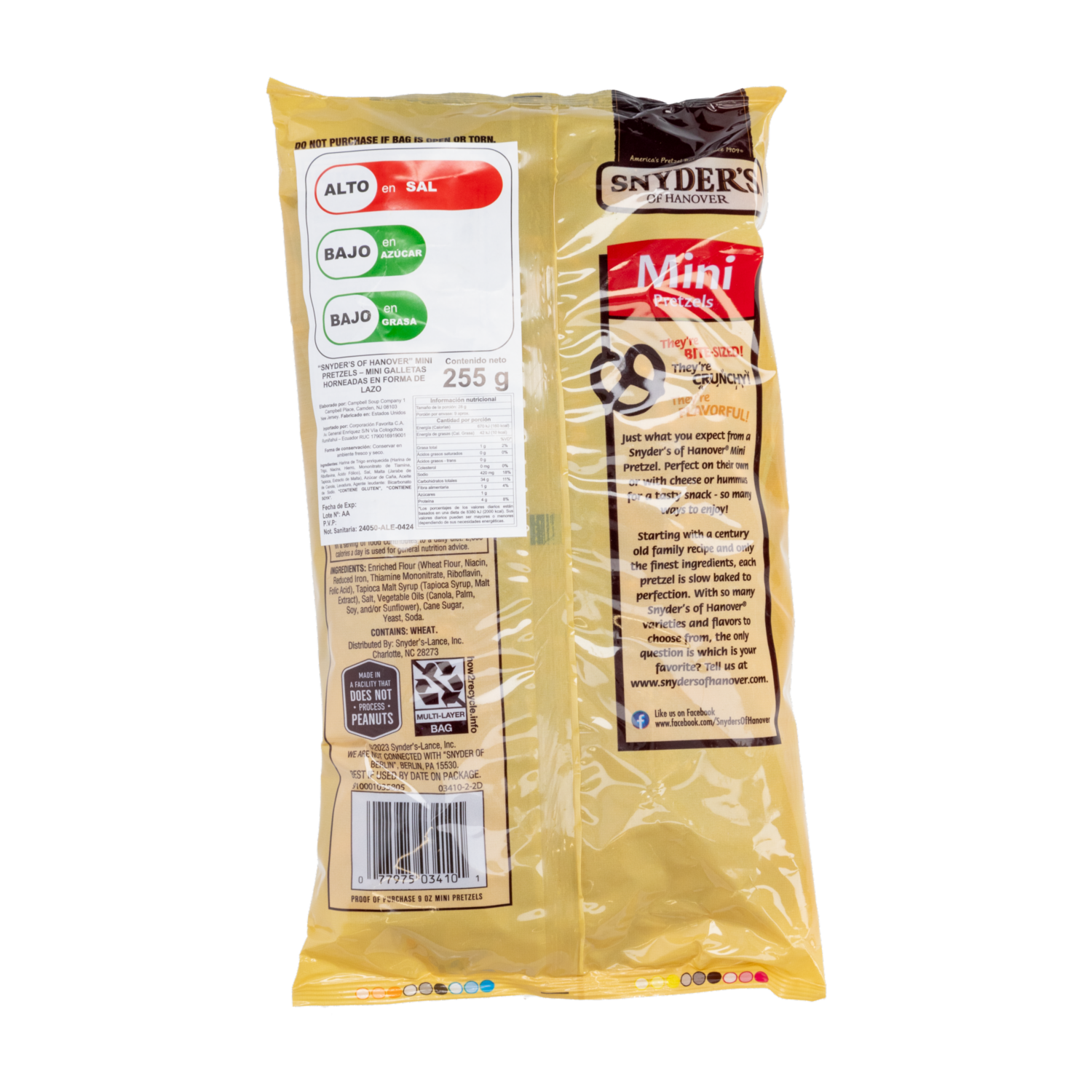 Galletas Mini Pretzel SNYDER’S 255.20 G
