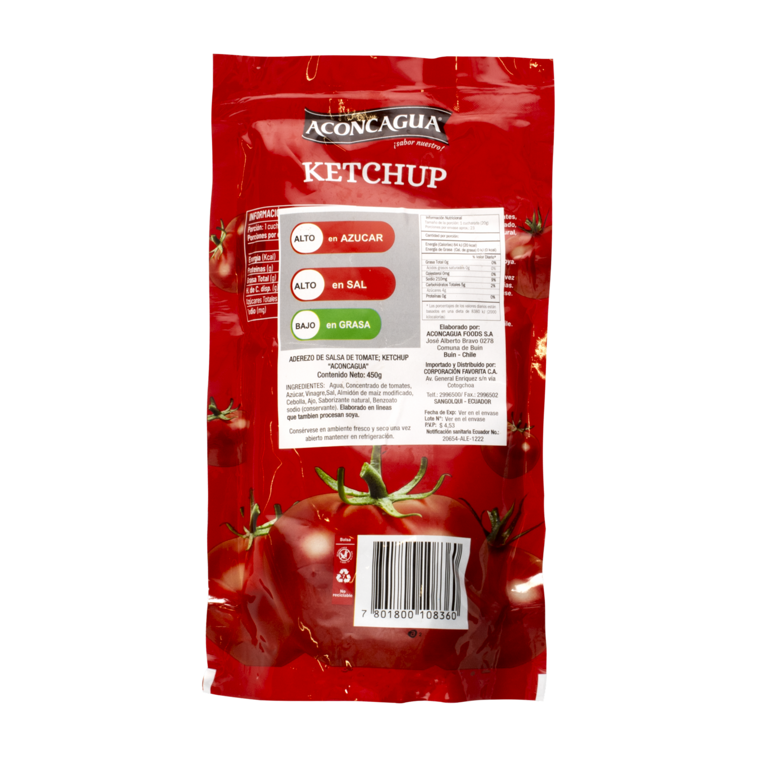 Salsa De Tomate Clásica ACONCAGUA 450 G