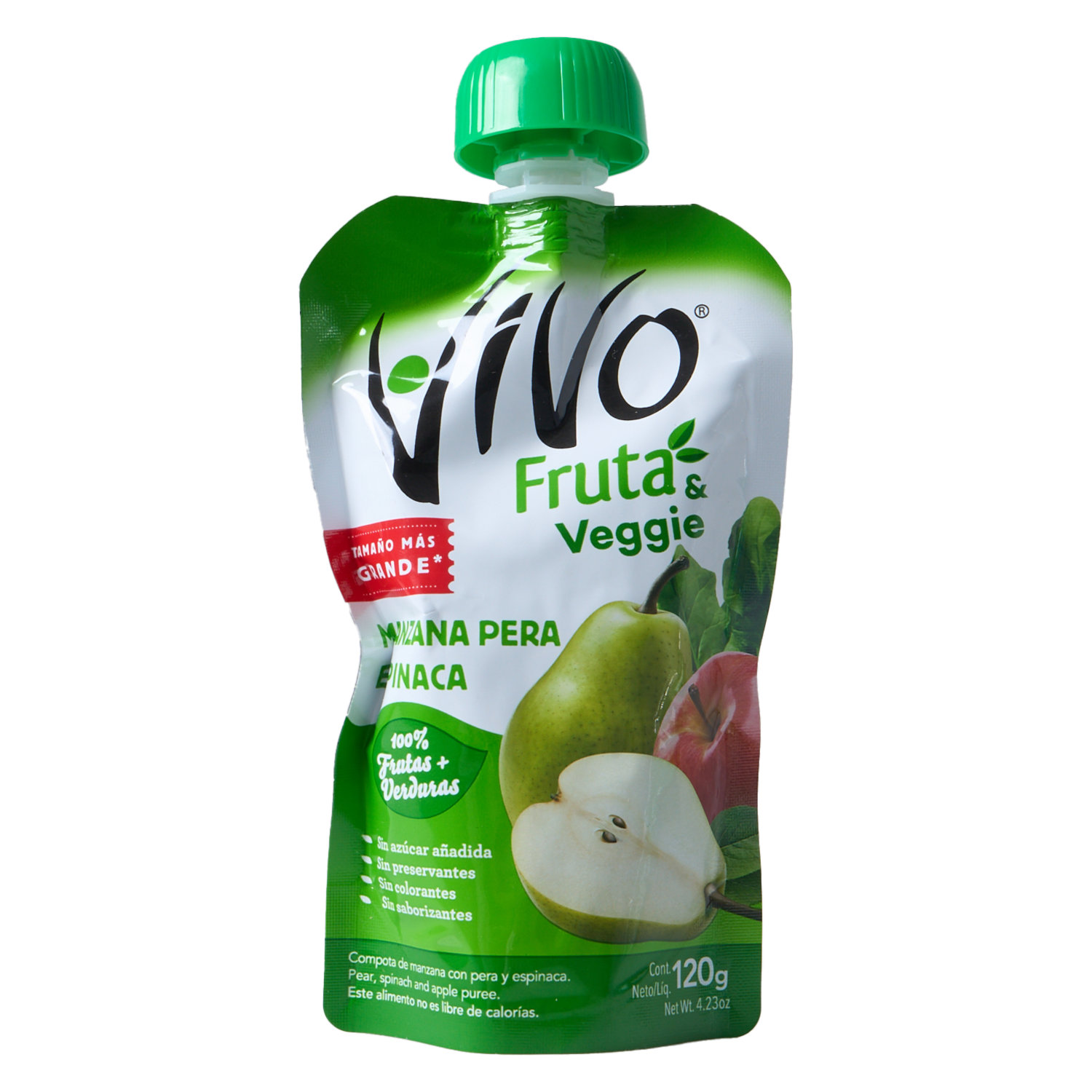 Compota Pure De Manzana Pera Y Espinaca VIVO 120 g