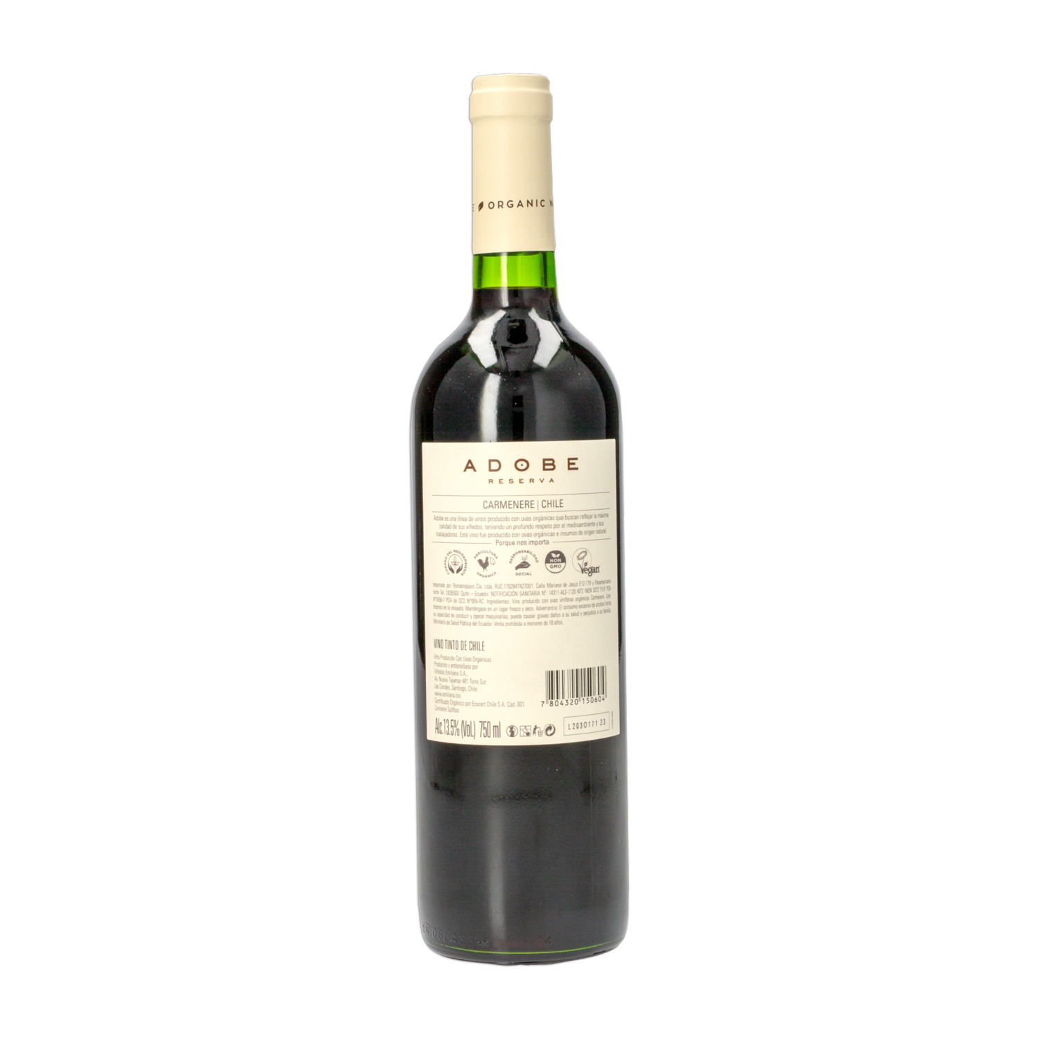 Vino Tinto Carmenere ADOBE 750 ML