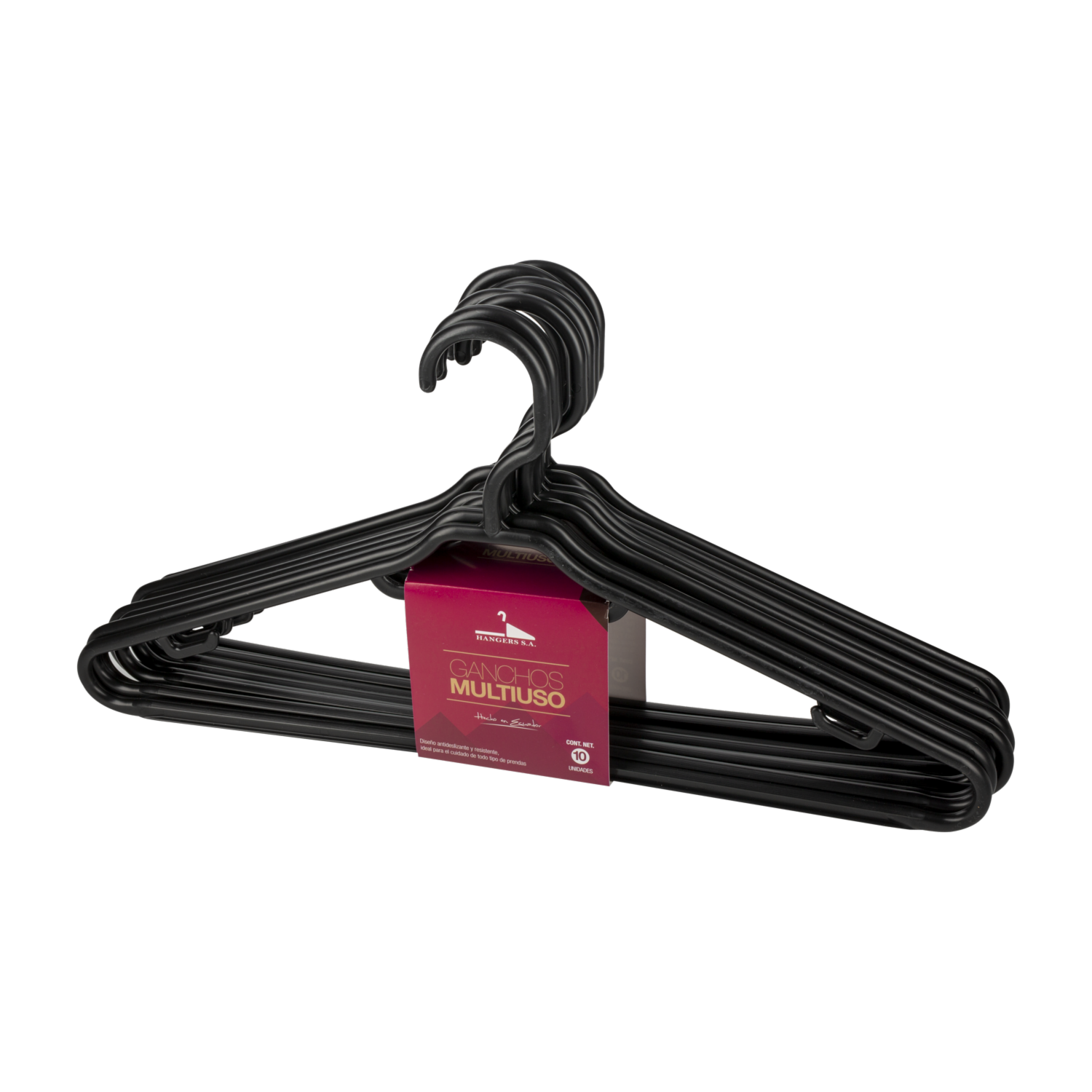 Armador Para Ropa Plástico Color Negro HANGERS S.A. X 10 Uds
