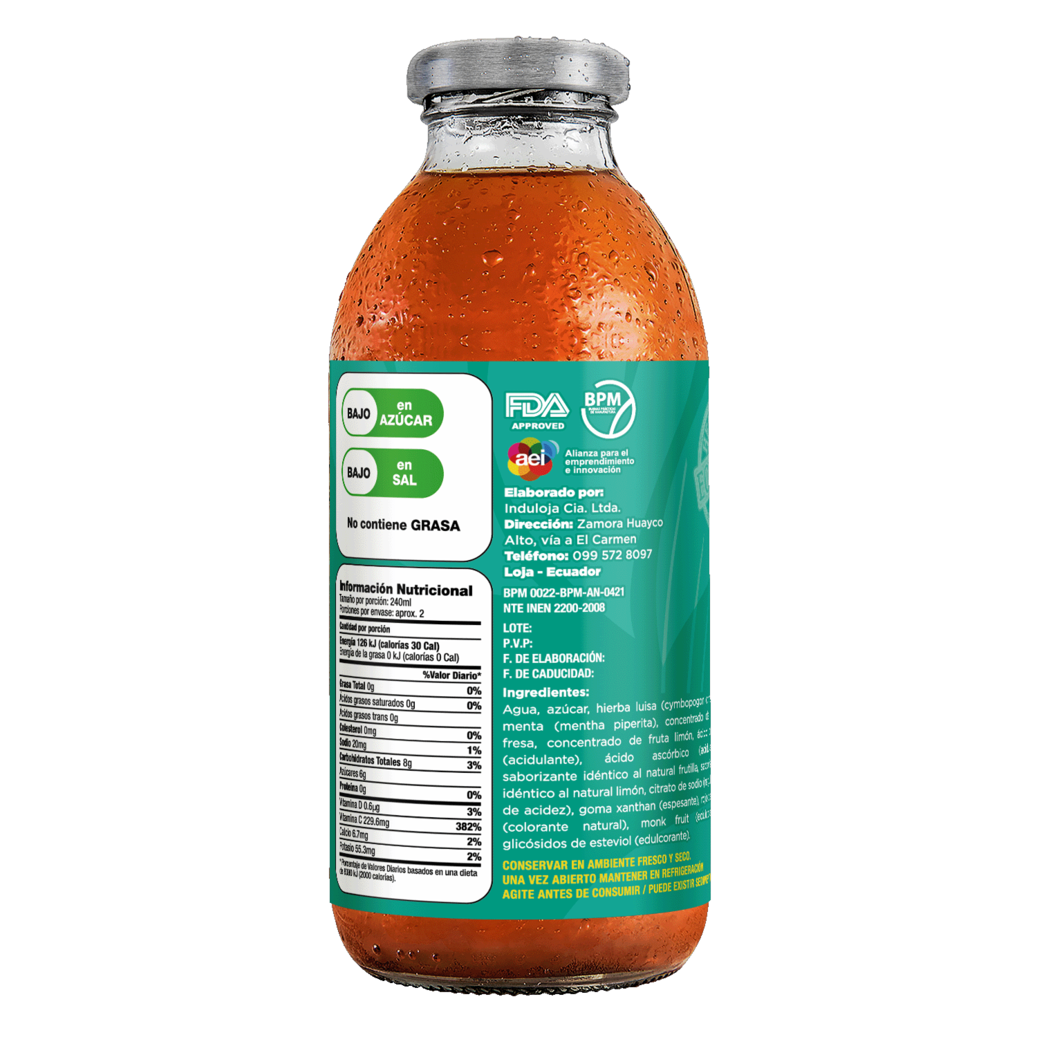 Té Frio Fresa Limón Sin Gluten FORESTEA 475 Ml