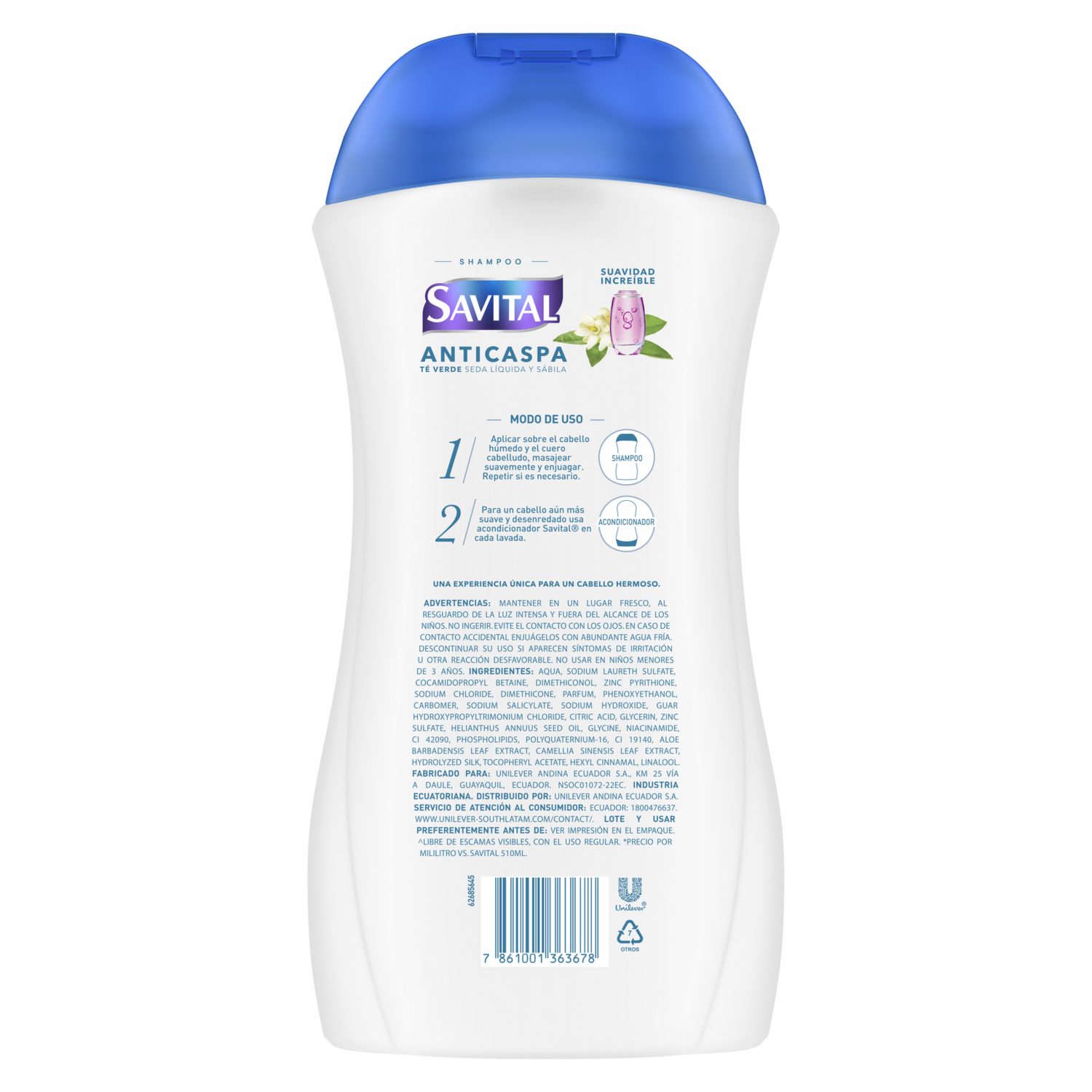 Shampoo De Cabello Anticaspa Té Y Seda SAVITAL 850 Ml