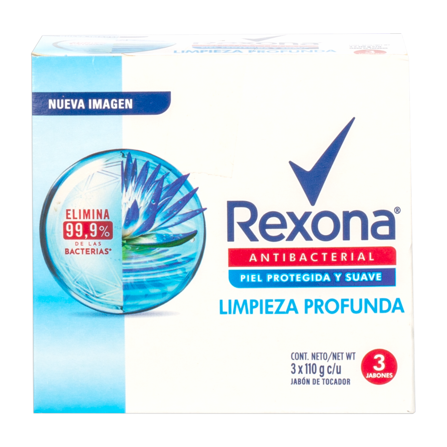 Jabón En Barra Antibacterial Limpieza Profunda REXONA 3 X 110 G