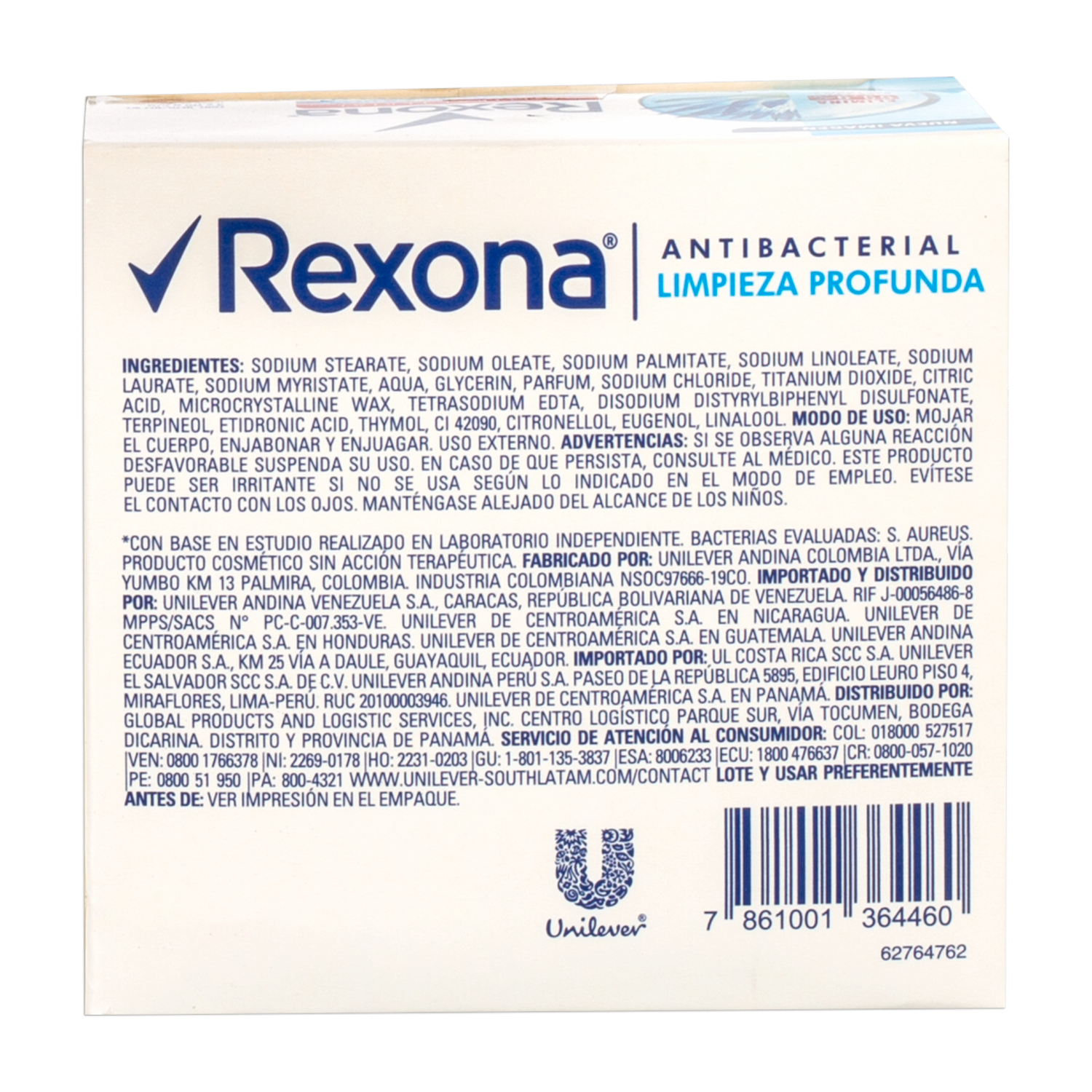 Jabón En Barra Antibacterial Limpieza Profunda REXONA 3 X 110 G