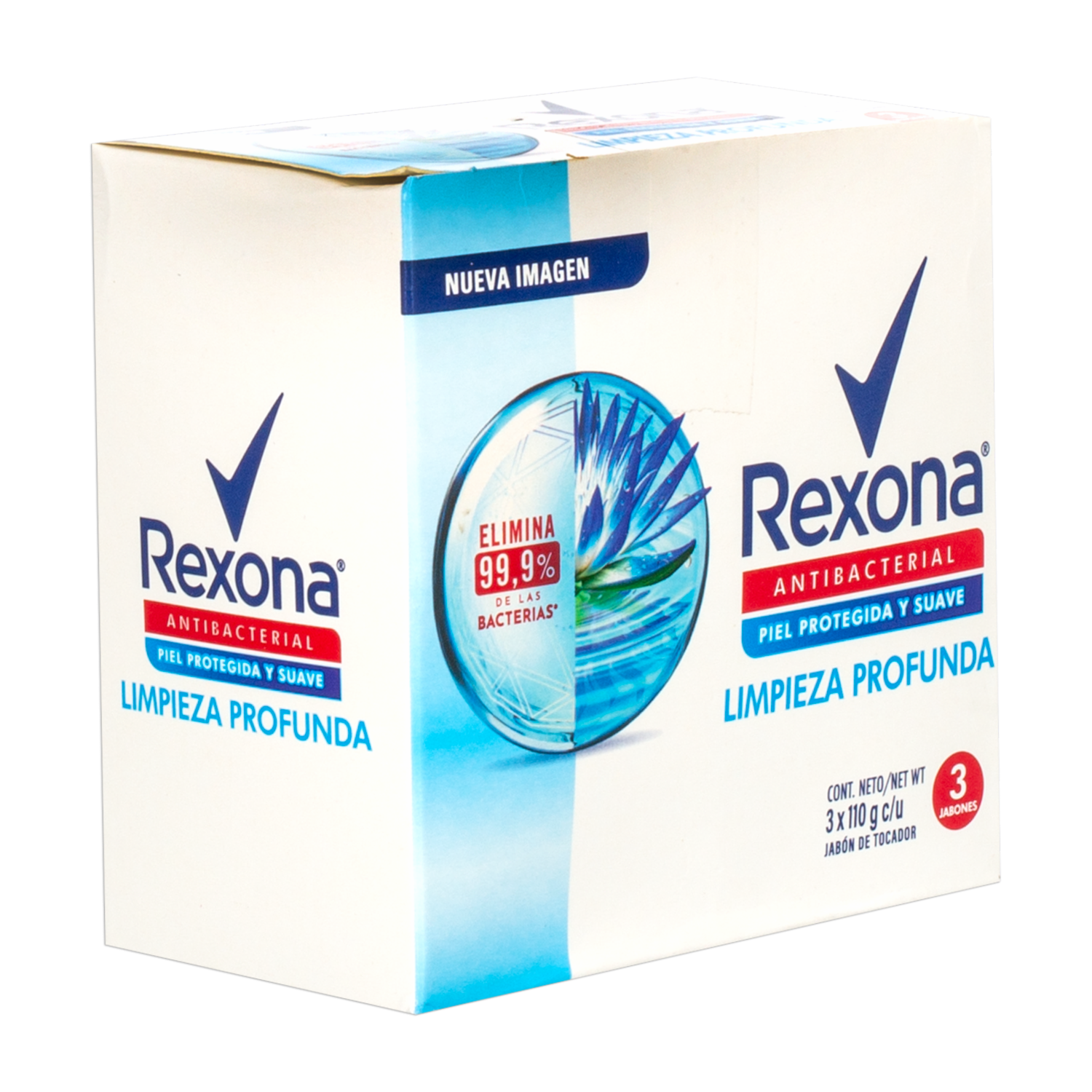 Jabón En Barra Antibacterial Limpieza Profunda REXONA 3 X 110 G