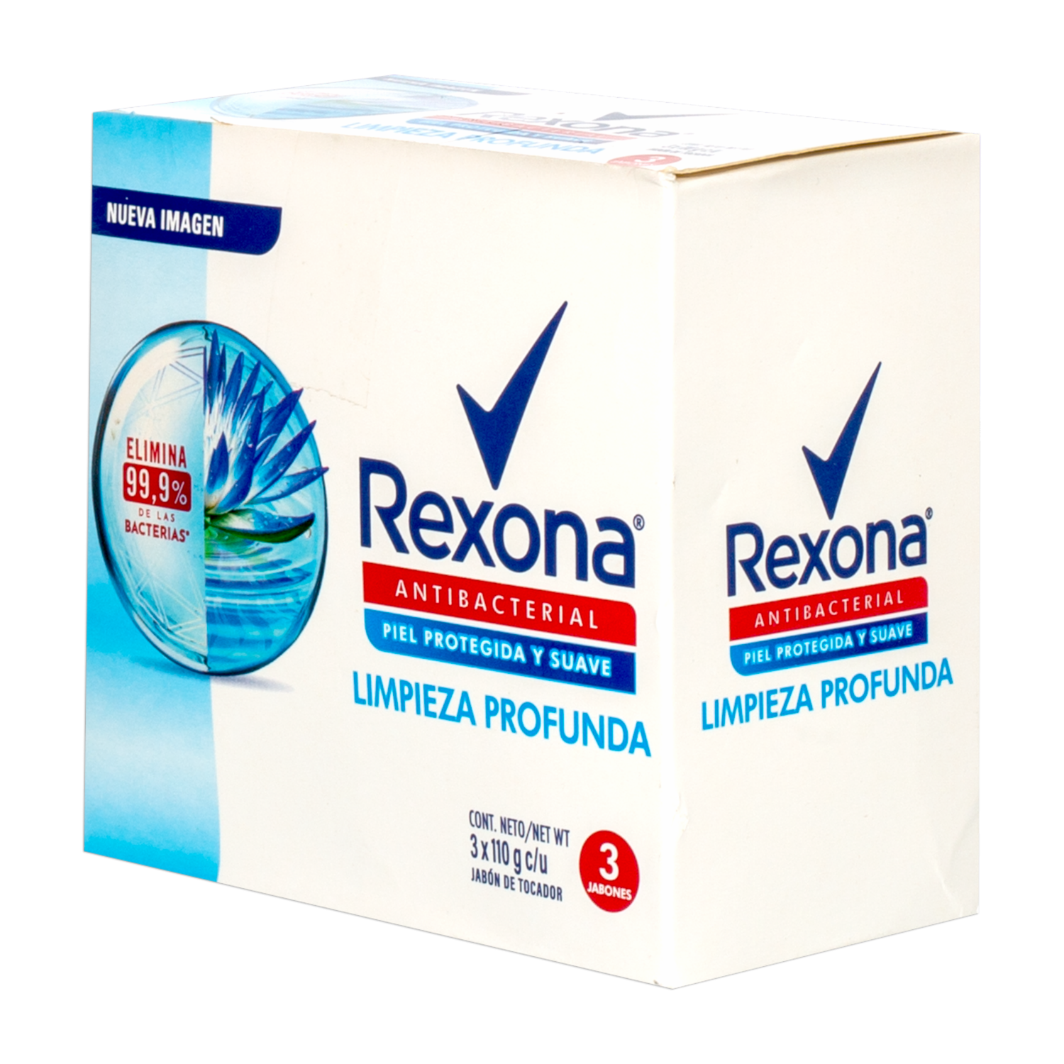 Jabón En Barra Antibacterial Limpieza Profunda REXONA 3 X 110 G