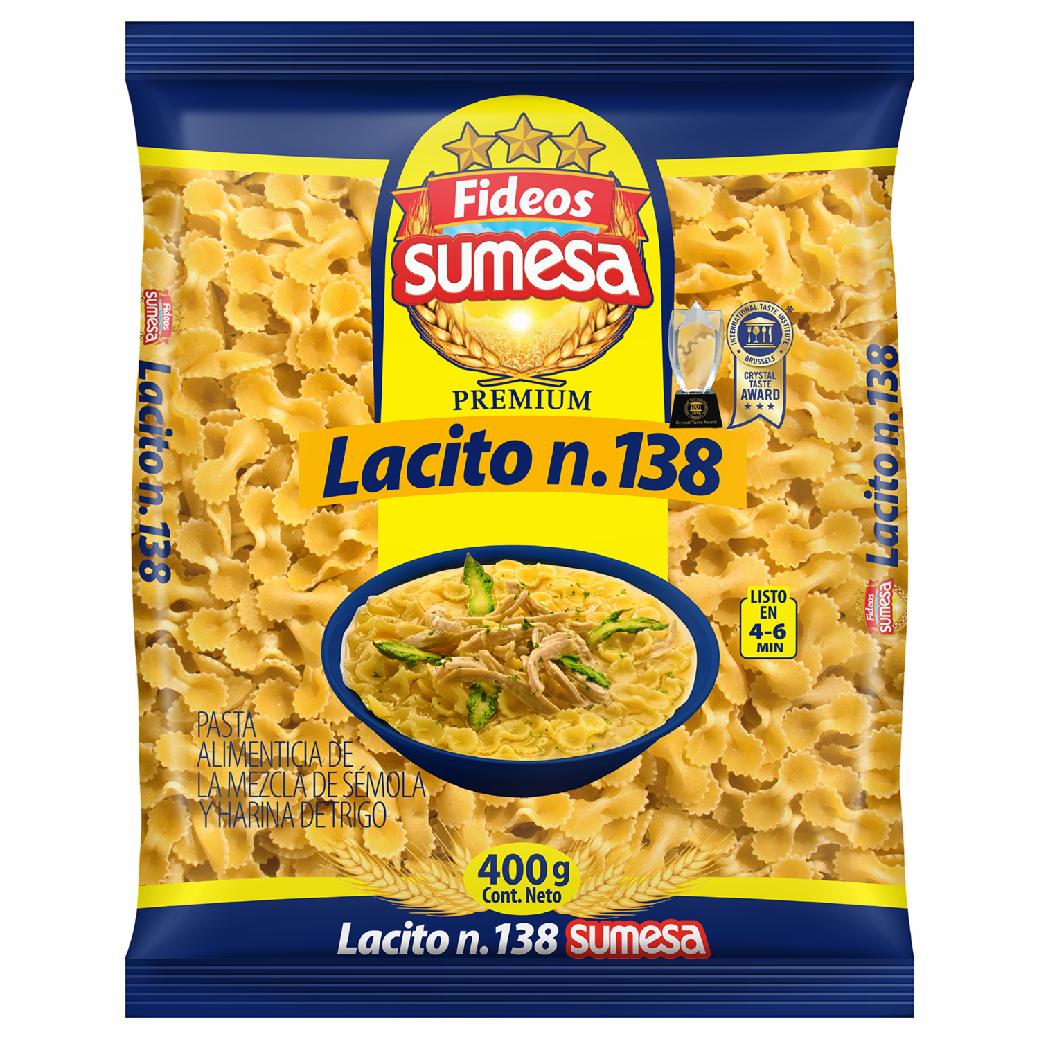 Fideo Pasta Corta Lacito N°138 SUMESA 400 G