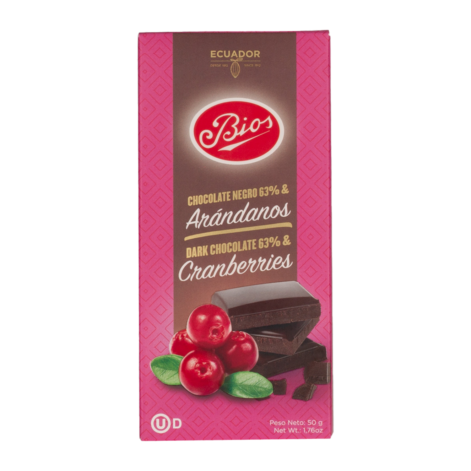 Chocolate Negro Cranberry BIOS 50 G
