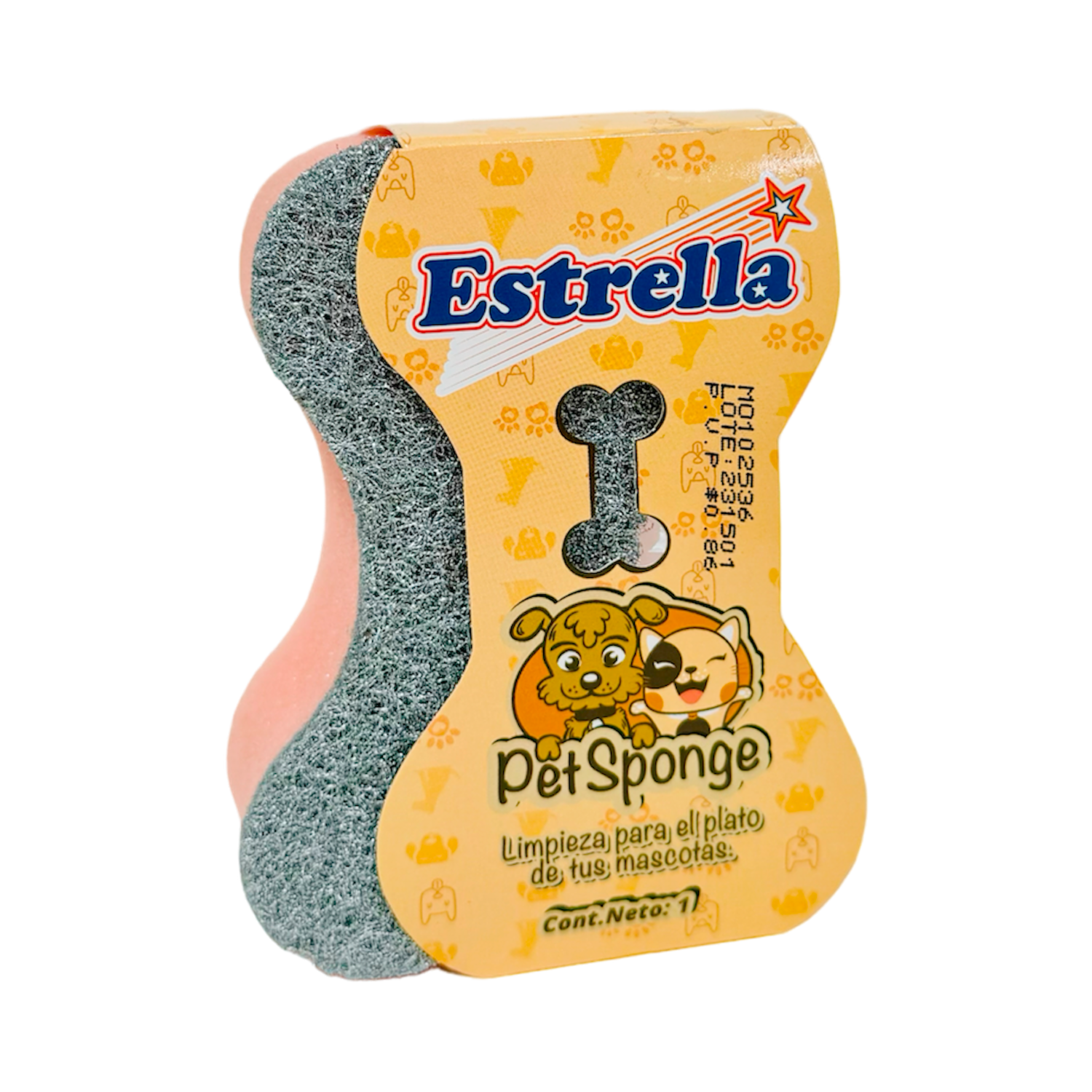 Esponja Para Mascotas Doble Fibra ESTRELLA Unidad