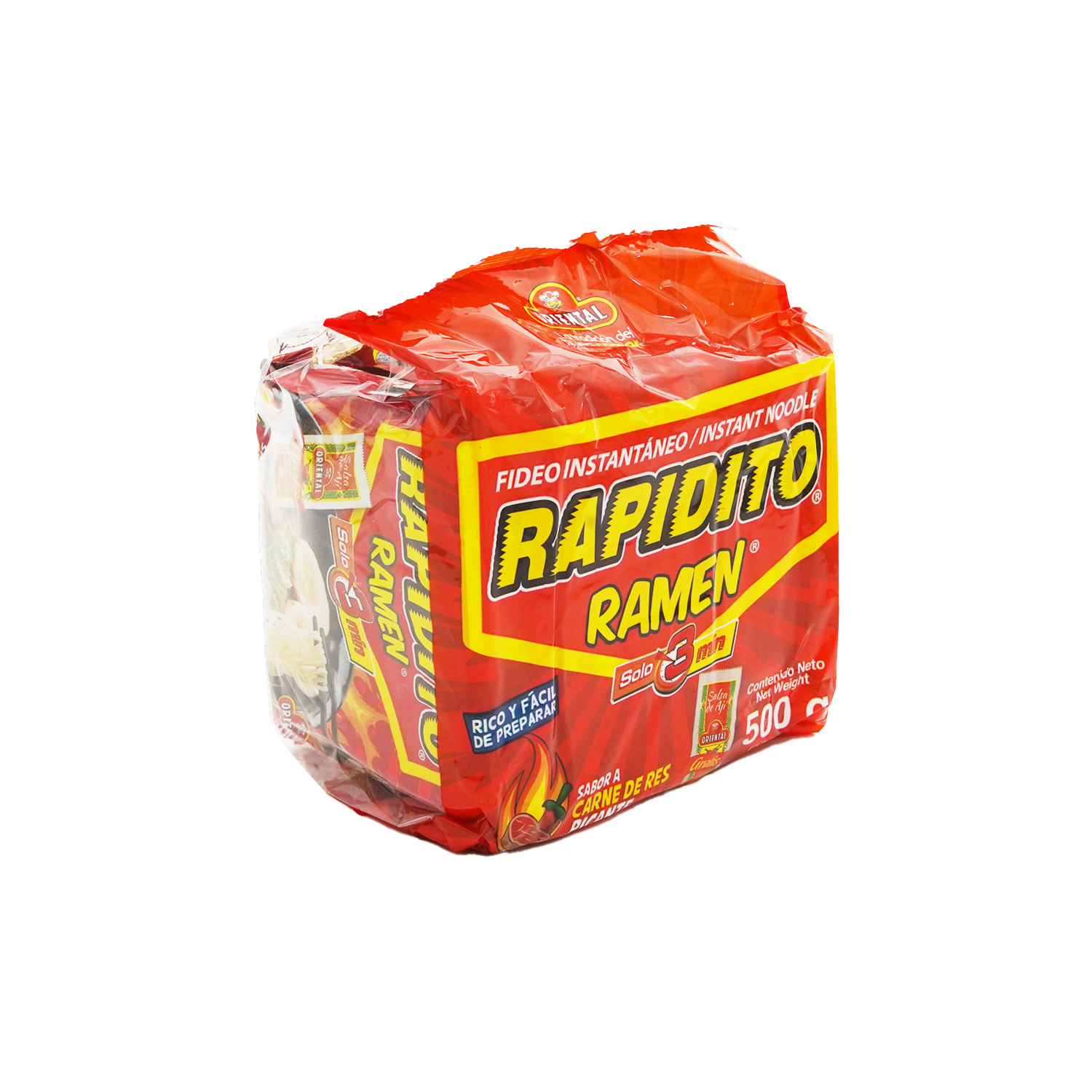 Fideo Instantáneos Rapidito De Res Picante ORIENTAL 500 G