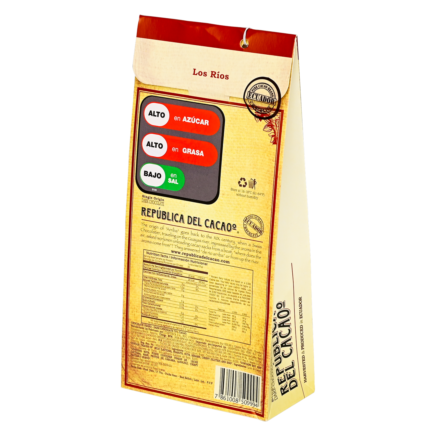 Chocolate Los Rios Funda REPUBLICA DEL CACAO 100 G
