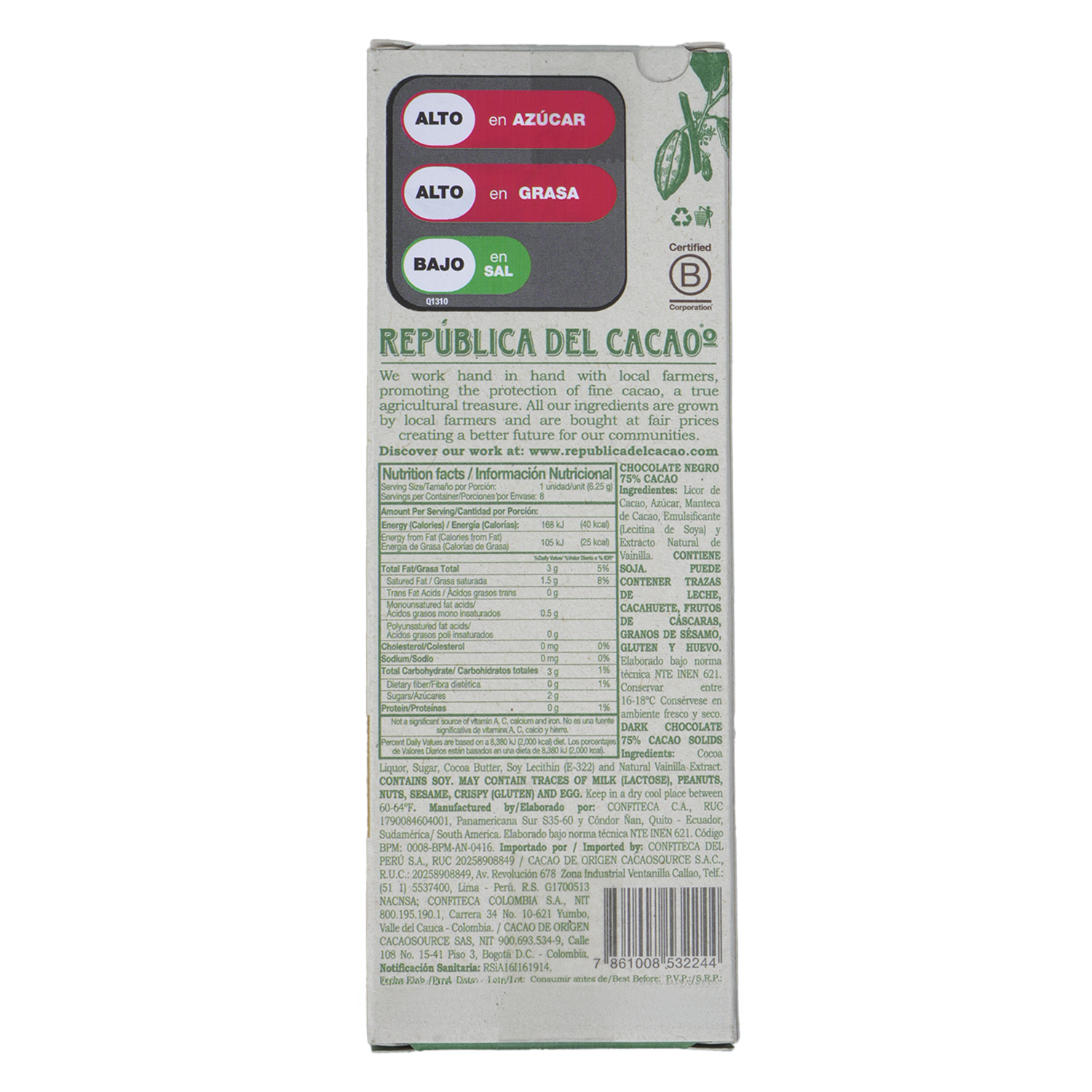 Chocolate Amazonia 0,75 REPUBLICA DEL CACAO 50 G