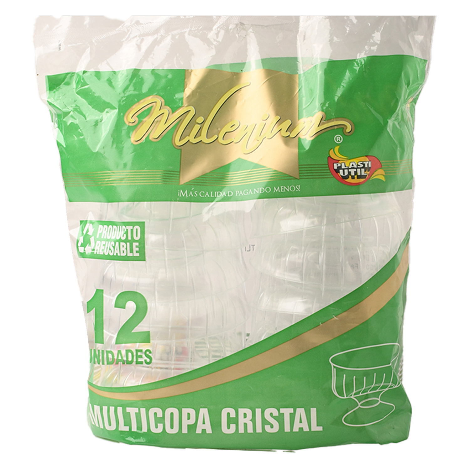 Multicopa Tipo Cristal PLASTIUTIL 12 Unidades