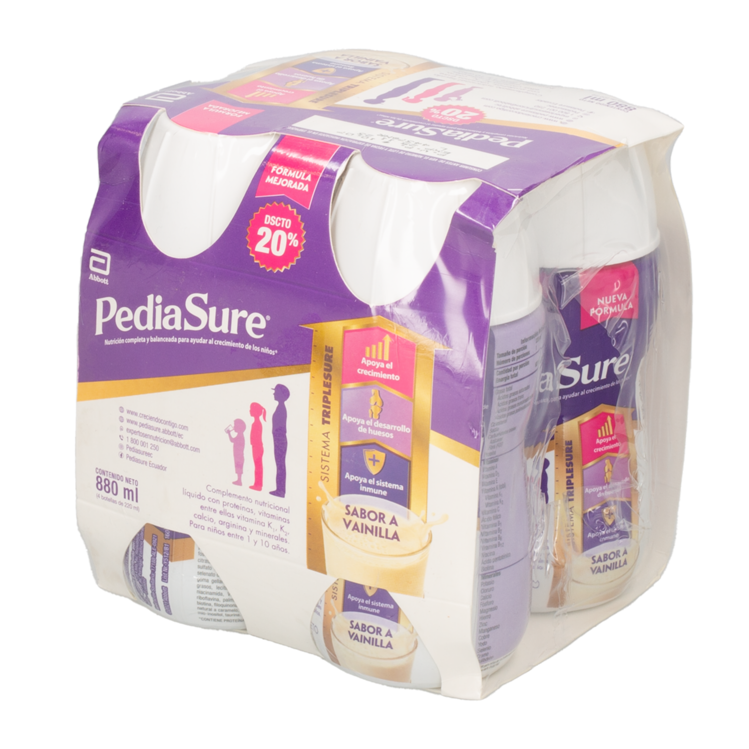 Suplemento Infantil Triplesure Sabor A Vainilla PEDIASURE 4 X 220 Ml