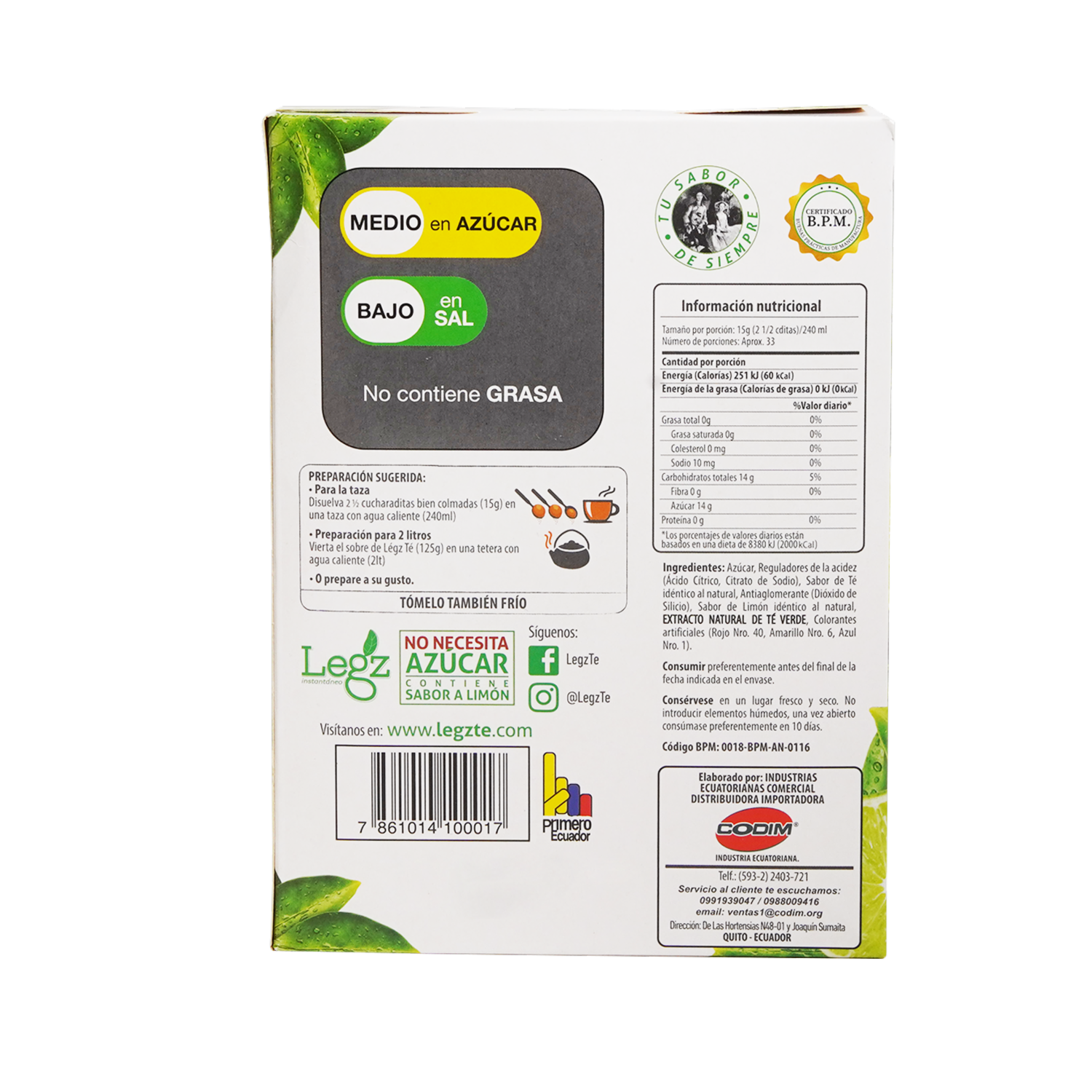 Té Verde De Limón LEGZ 500 G