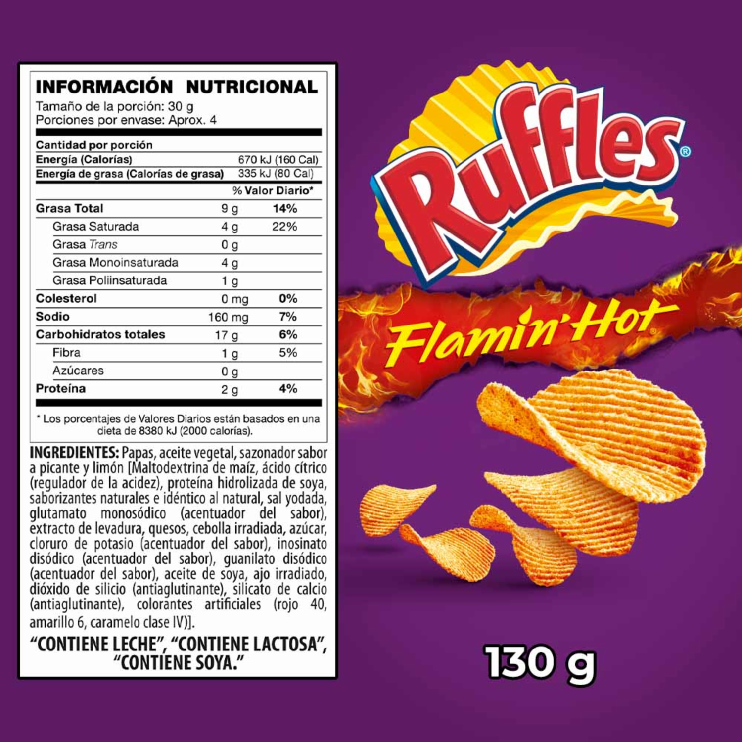 Papas Fritas Flamin Hot RUFFLES 130 G