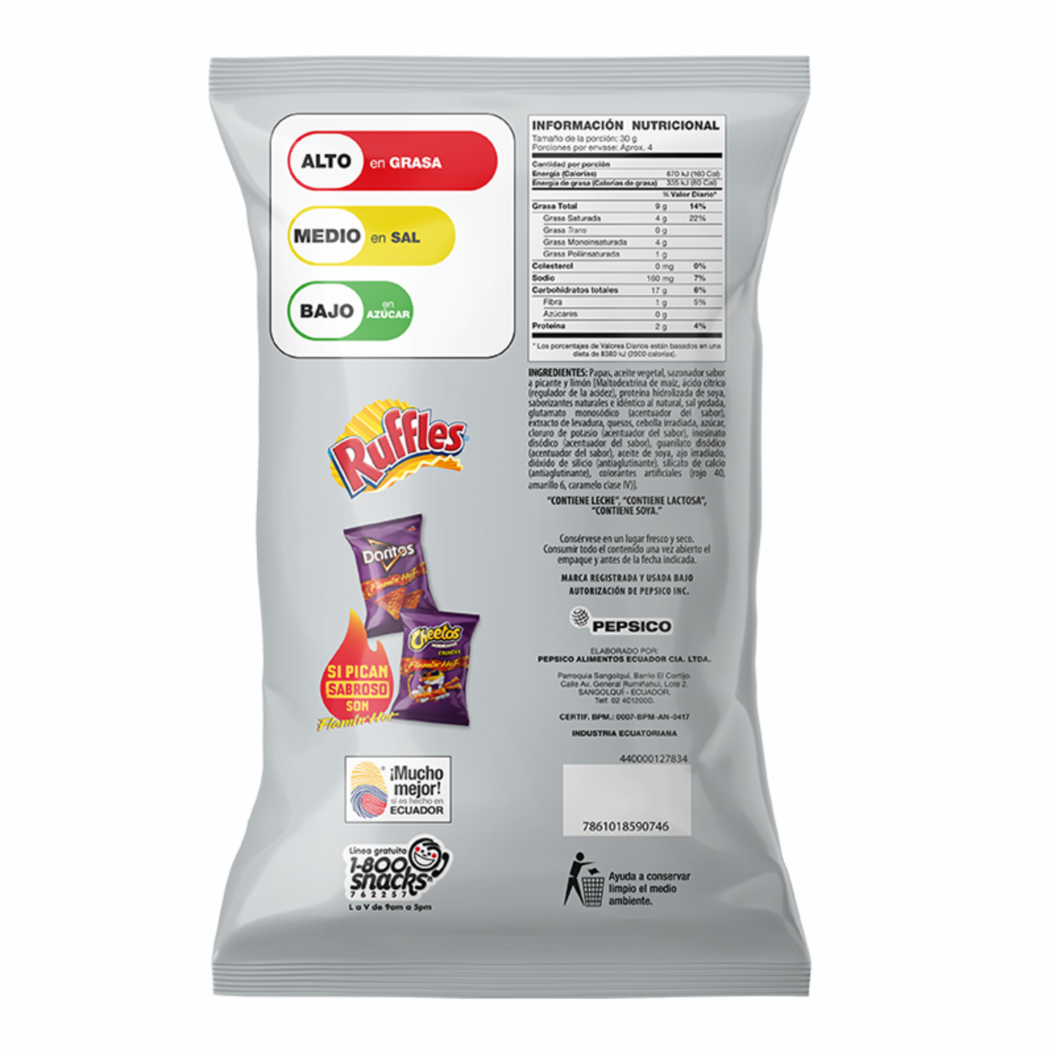 Papas Fritas Flamin Hot RUFFLES 130 G